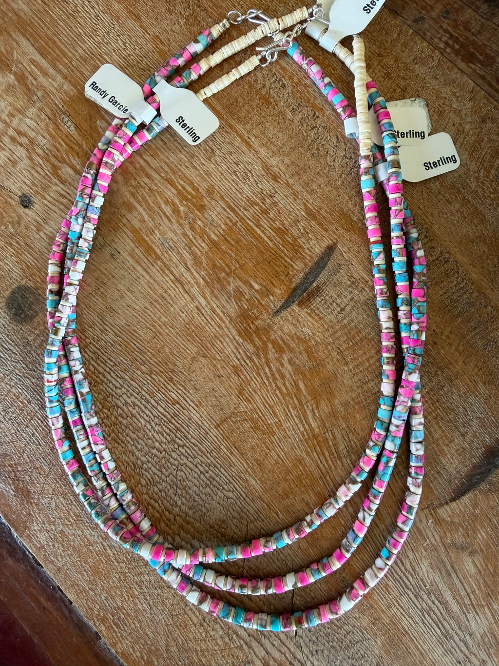 Native American Randy Garcia Handmade Cotton Candy Necklace 18”