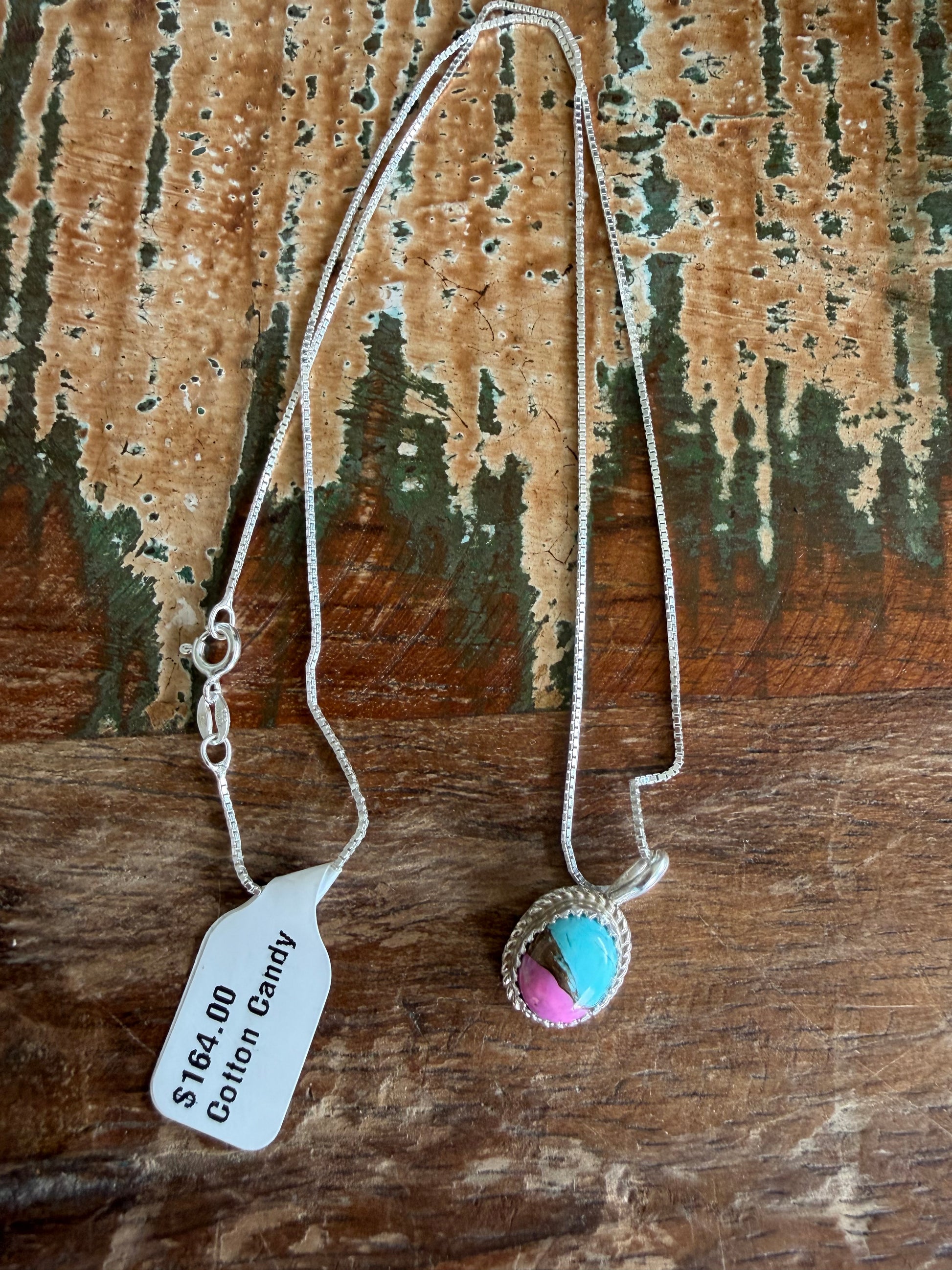 Native American Handmade Cotton Candy Pendant and Necklace 18” (Copy)