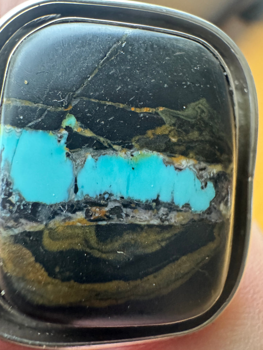 Handmade Blacjack Turquoise-Sterling Silver Ring Size 13