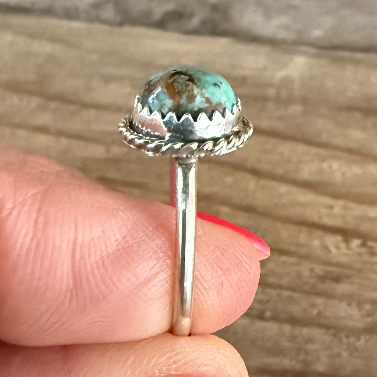 Authentic Native American Handmade Sterling Silver and Turquoise Ring size 7.