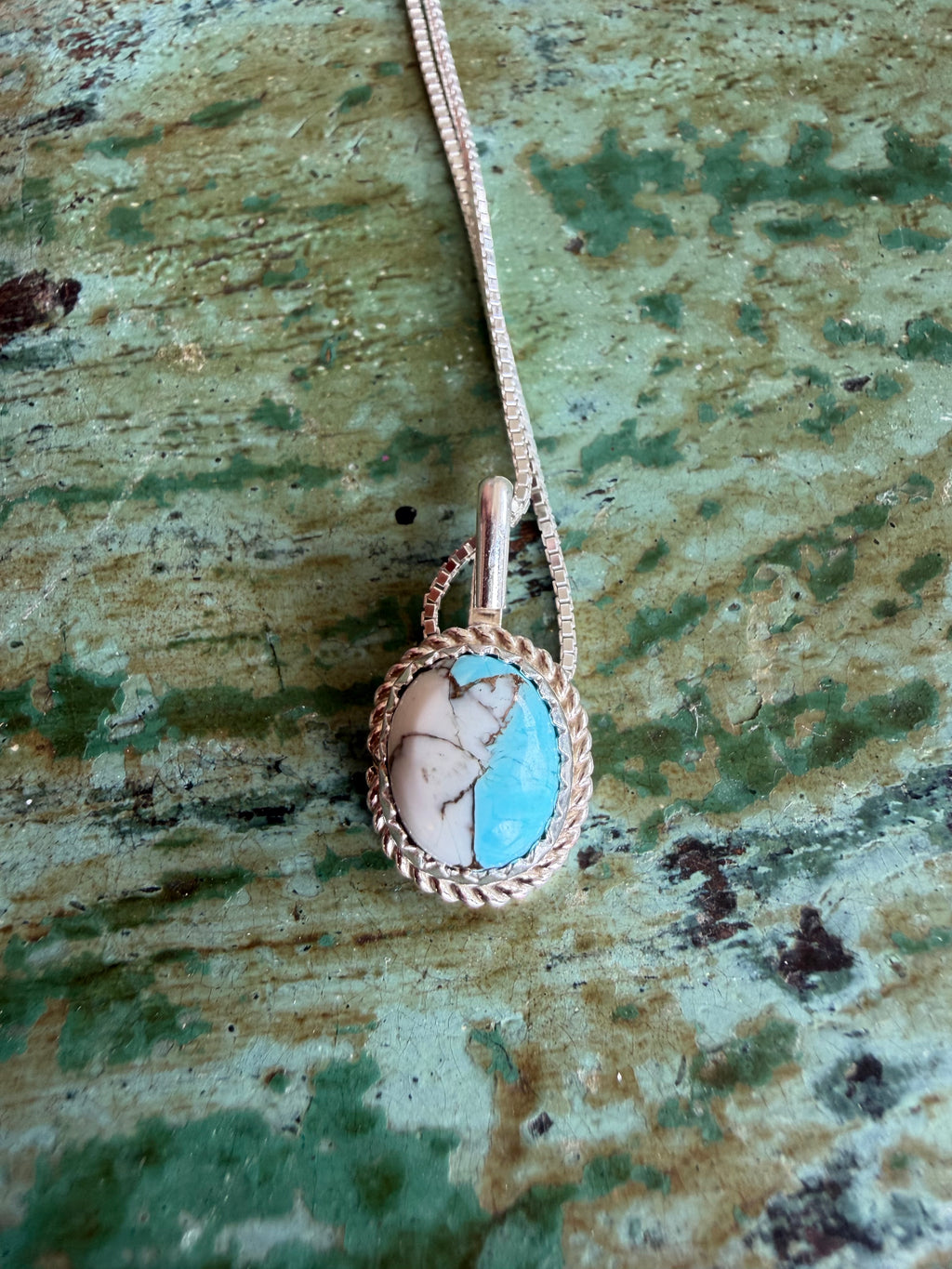 Native American Handmade Cotton Candy Pendant and Necklace 18”