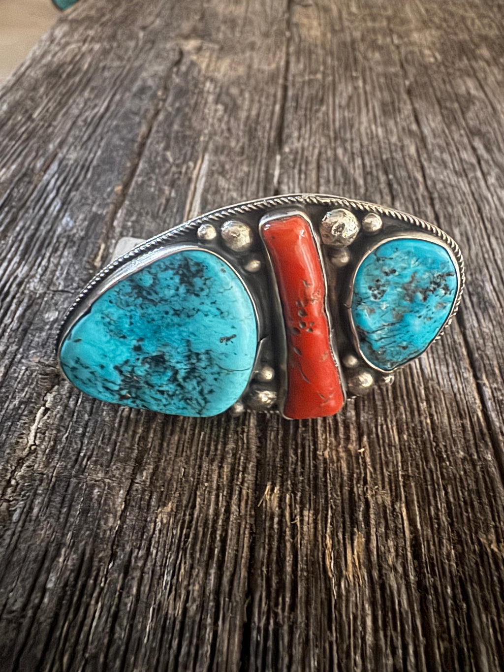 Kingman Coral Turquoise Ring