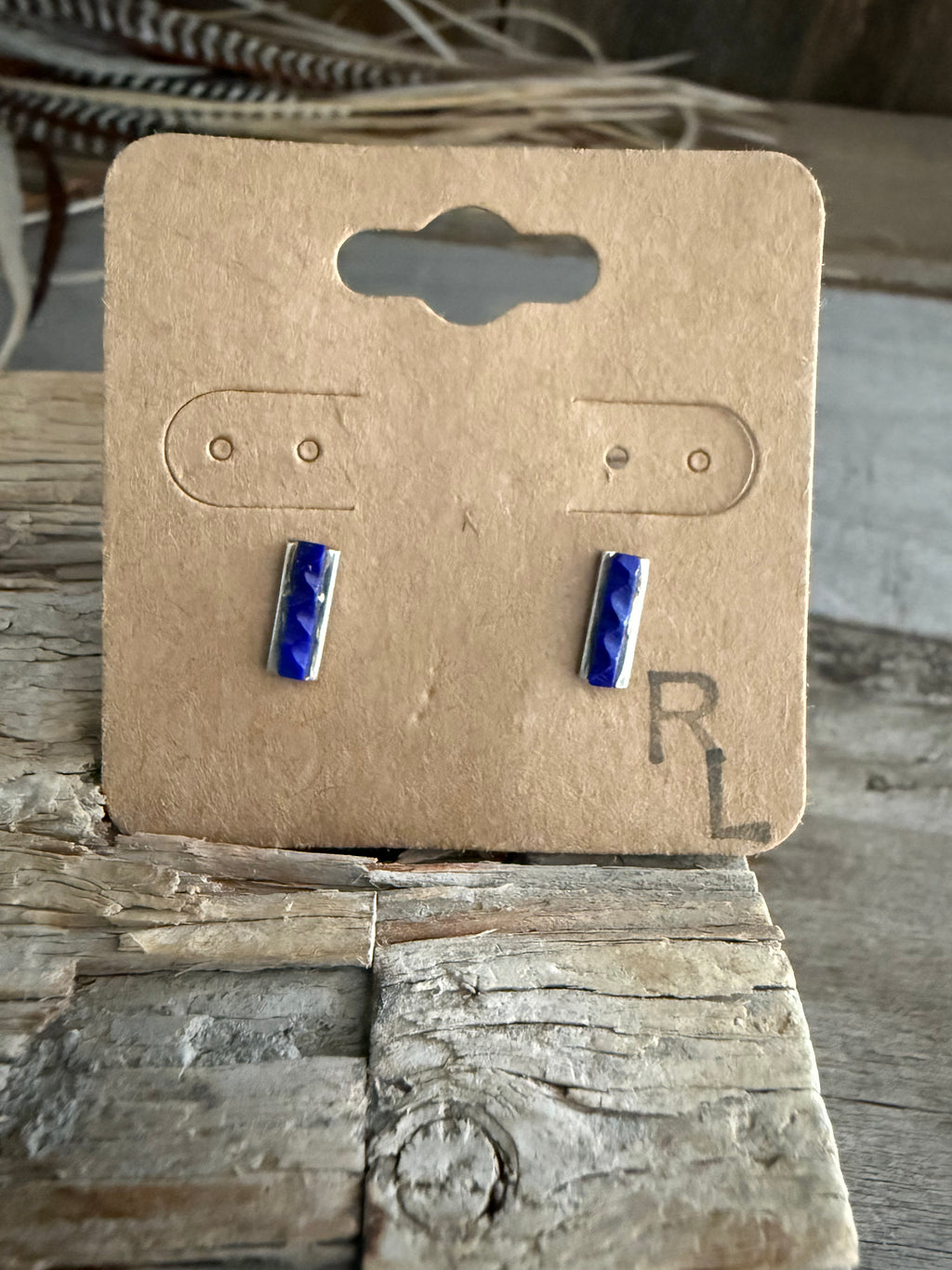 Authentic Native American Handmade Sterling Silver and Lapis Earrings