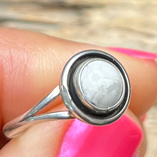 Authentic Native American Handmade White Buffalo Sterling Silver Ring