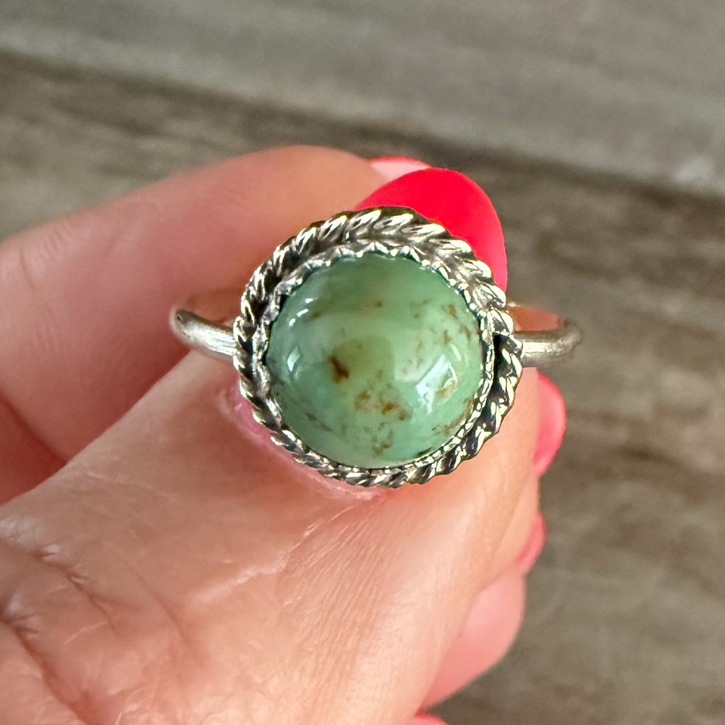 Authentic Native American Handmade Sterling Silver and Turquoise Ring size 7 1/2.