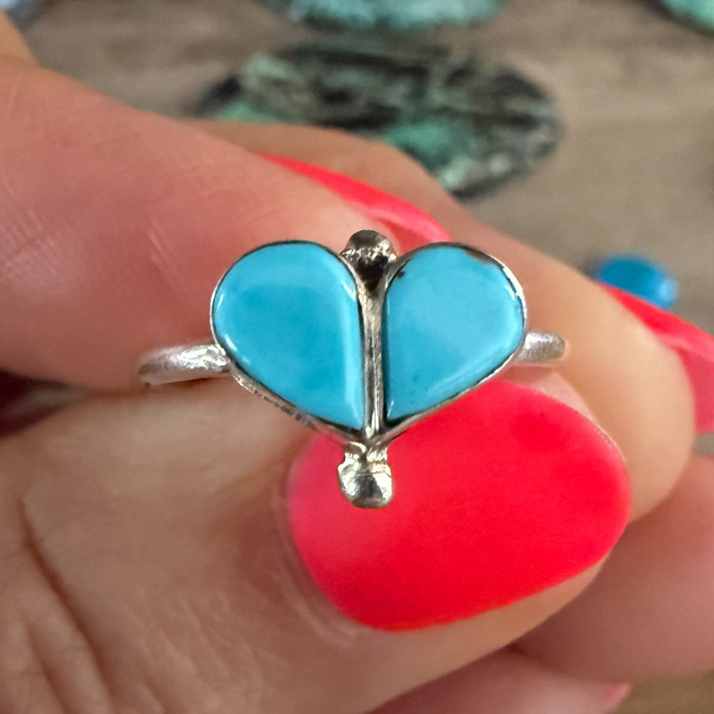 Authentic Native American Handmade Sterling Silver and Turquoise Ring size 6 1/2.