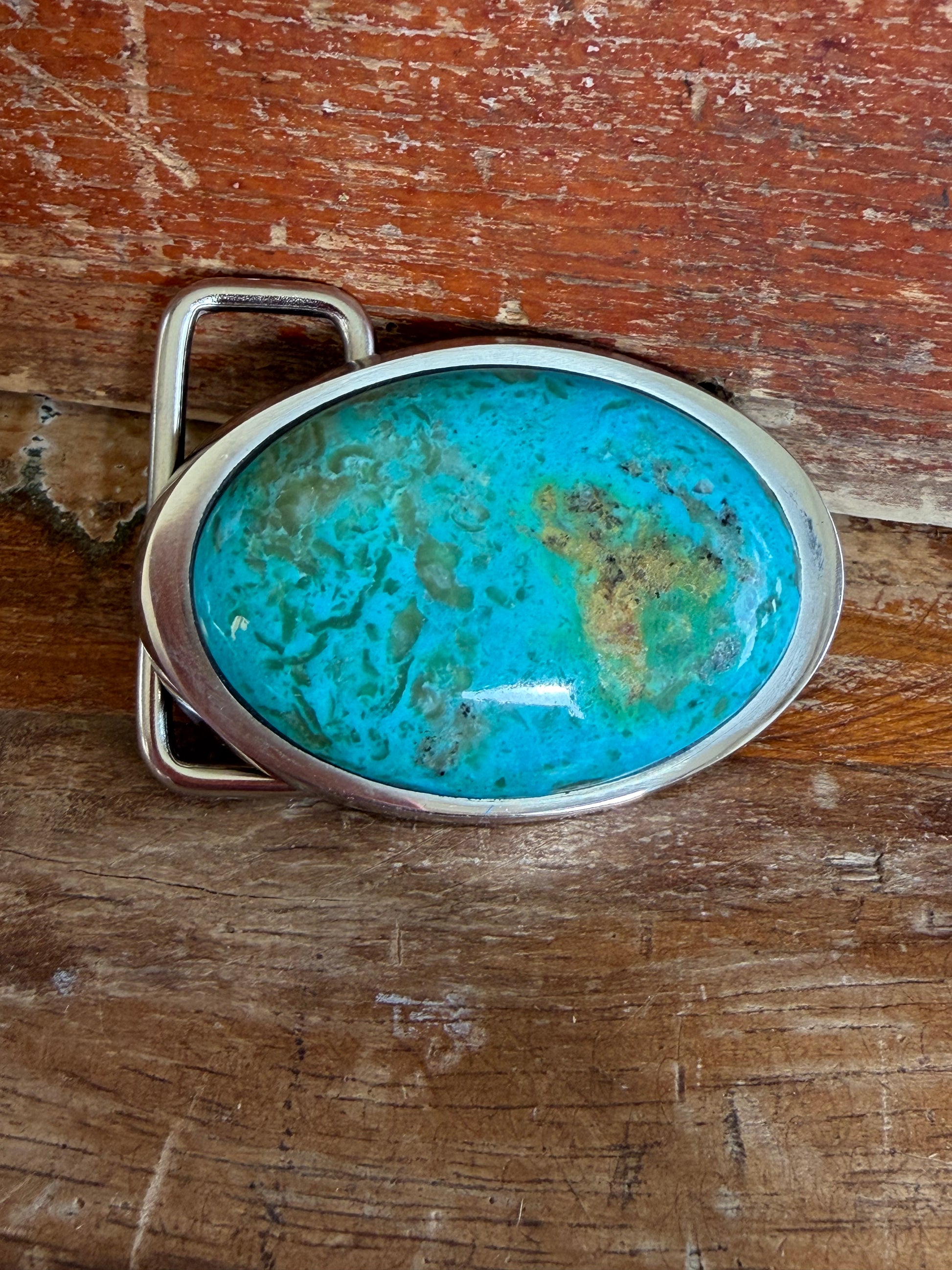 Kingman Turquoise Handmade Belt Buckle (Small)