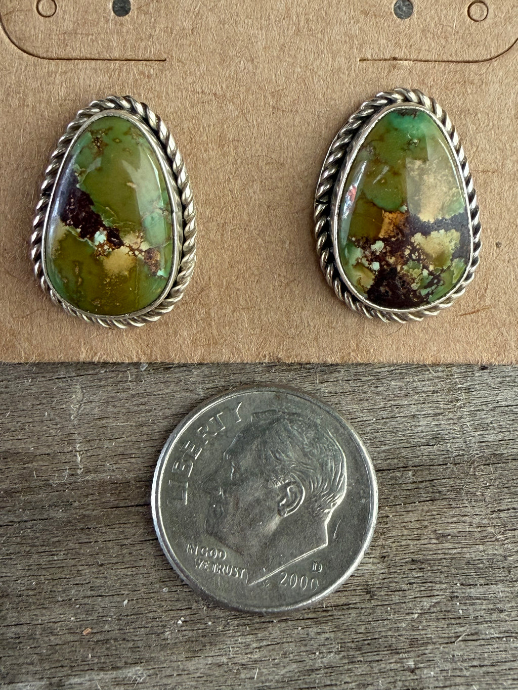Native American Handmade Hubei Turquoise-Sterling Silver Earrings