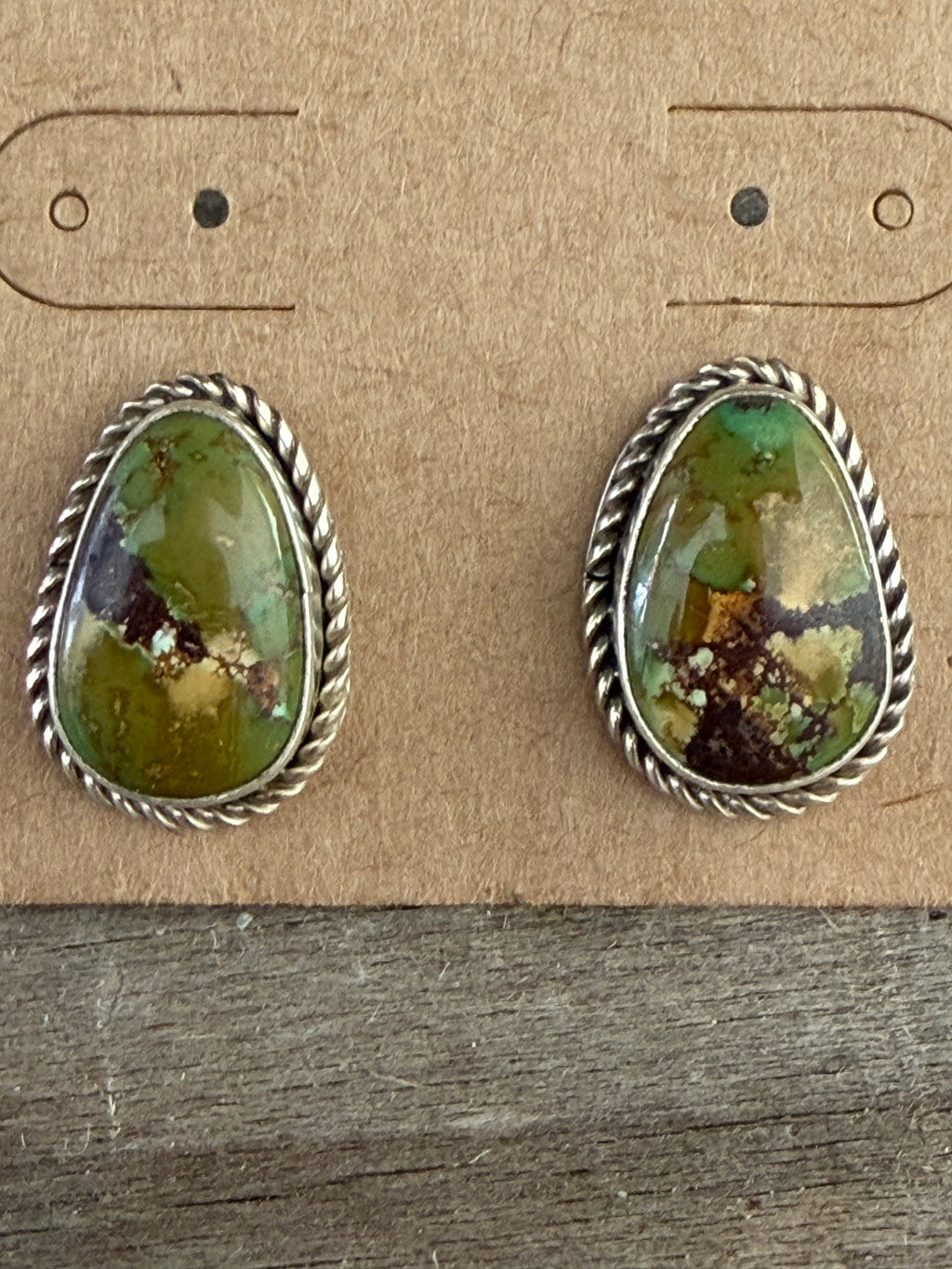 Native American Handmade Hubei Turquoise-Sterling Silver Earrings