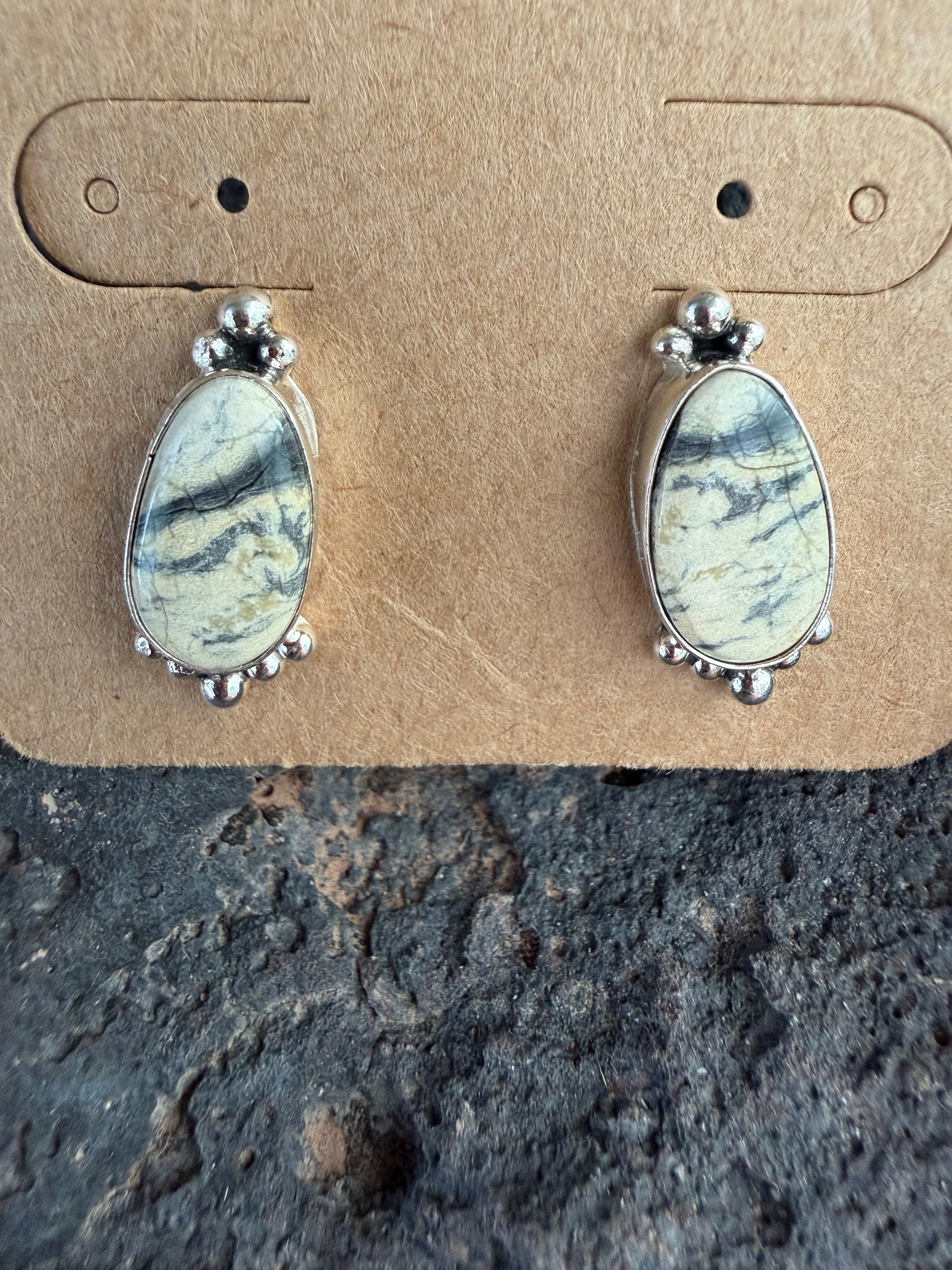 Native American Handmade White Buffalo Sterling’s Silver Earrings