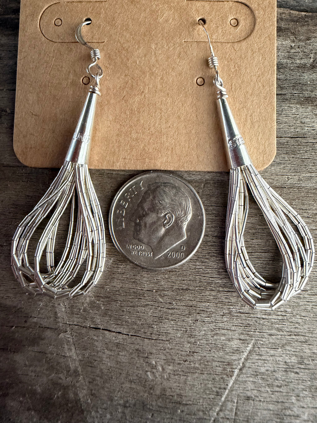 Native American Handmade Liquid Silver Earrings