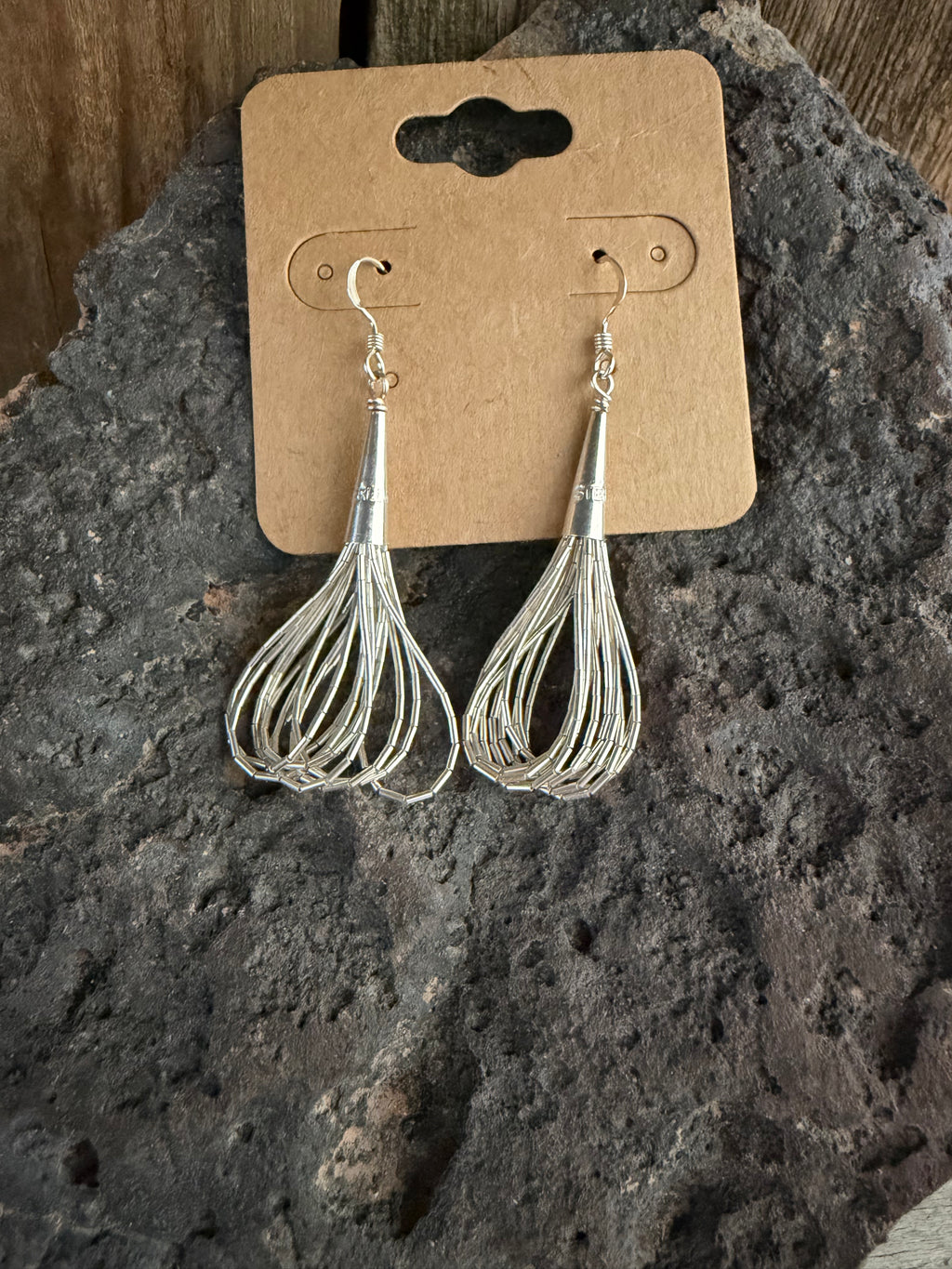 Native American Handmade Liquid Silver Earrings