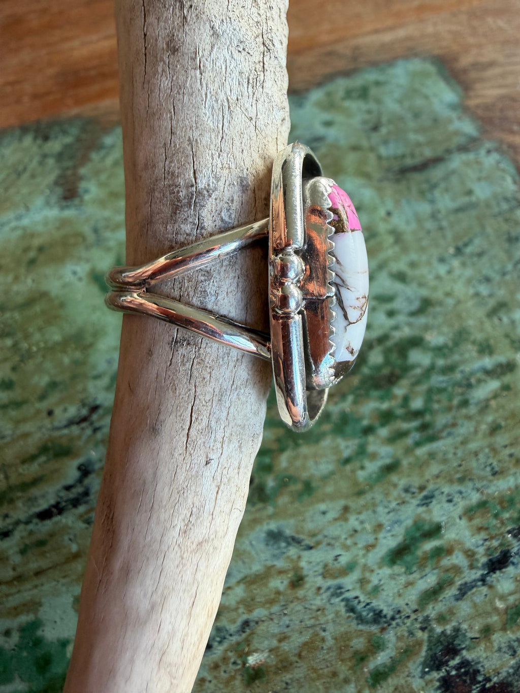 Native American Handmade Cotton Candy Turquoise Sterling Silver Ring