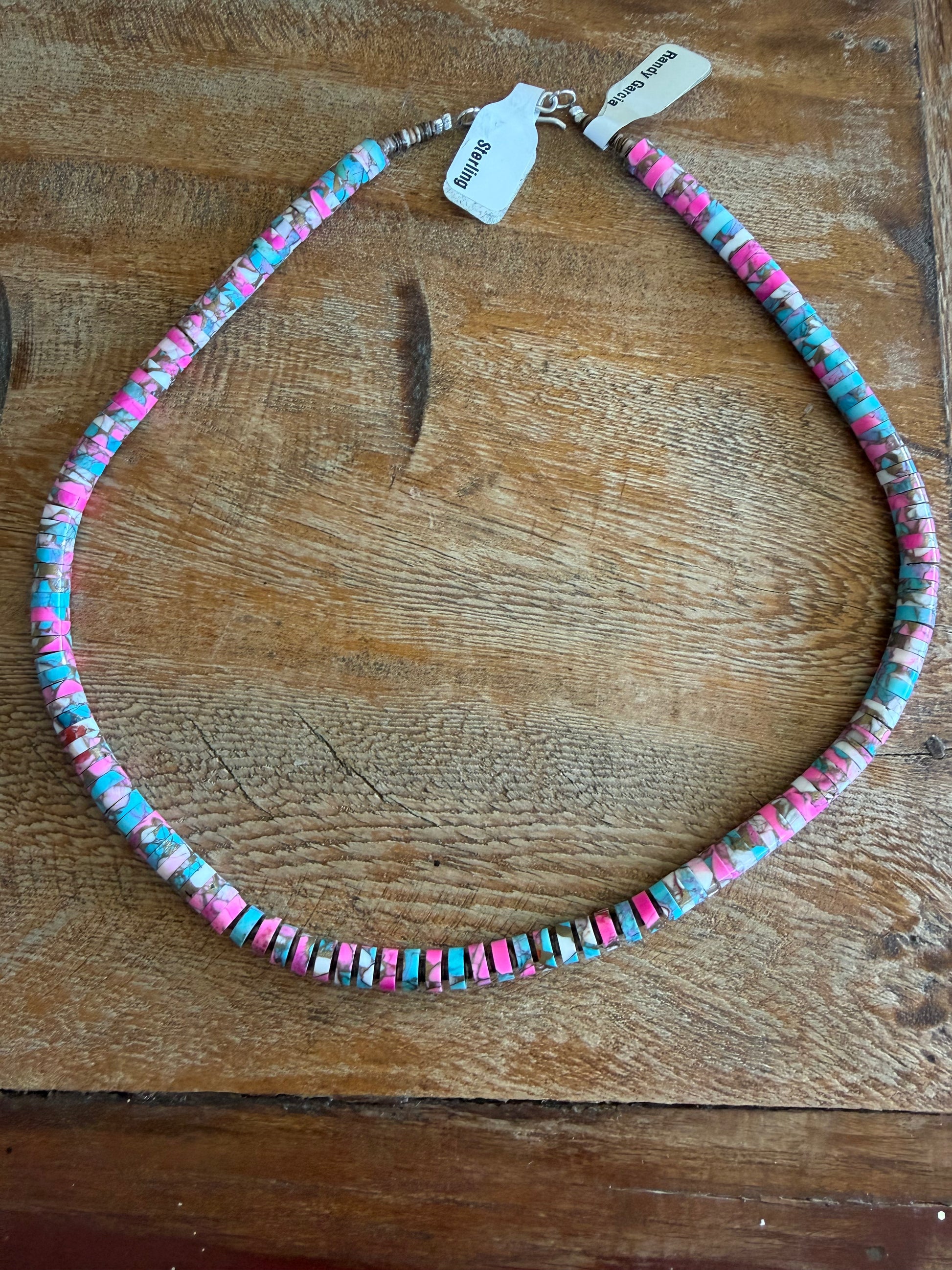 Native American Randy Garcia Handmade Cotton Candy Necklace 18”