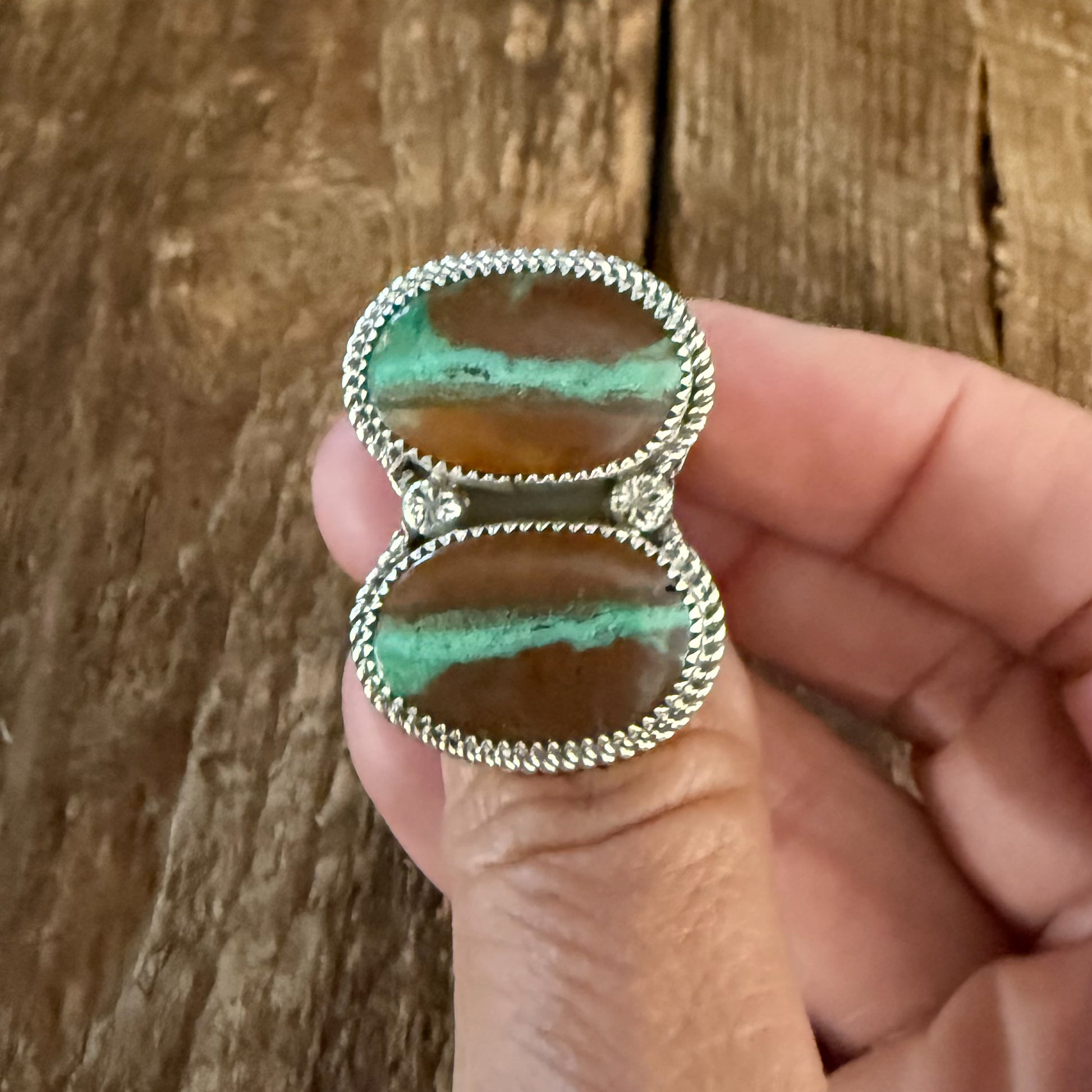 Authentic Native American Handmade Sterling Silver and Turquoise Adjustable Ring