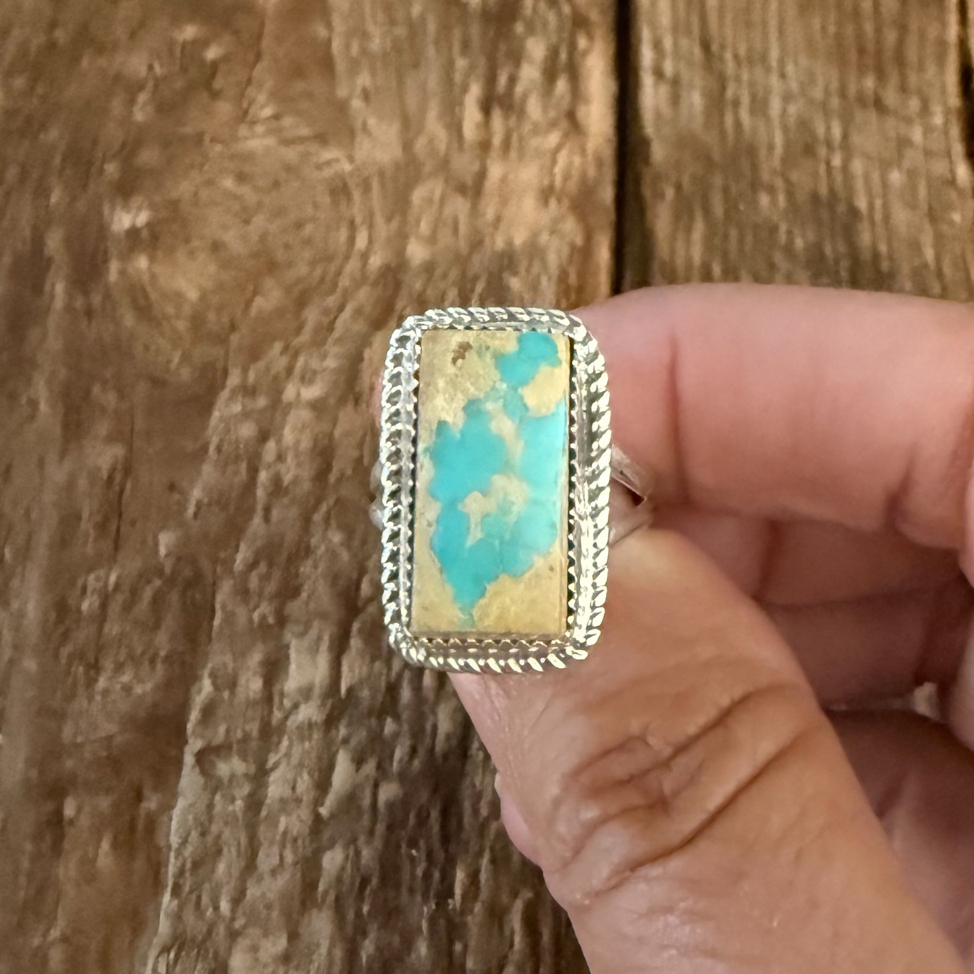 Authentic Native American Handmade Sterling Silver and Turquoise Ring size 8