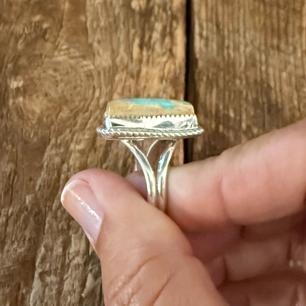 Authentic Native American Handmade Sterling Silver and Turquoise Ring size 8