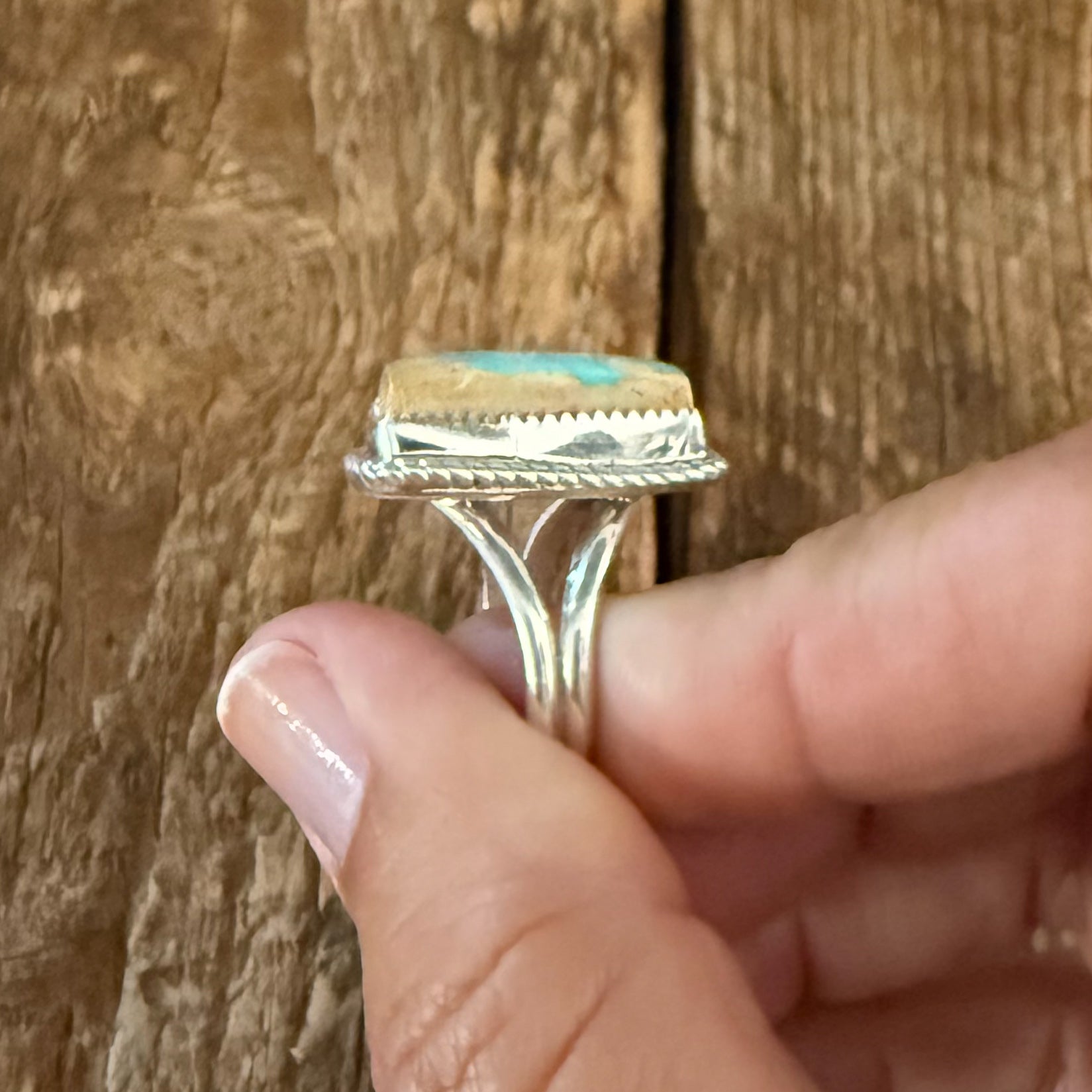 Authentic Native American Handmade Sterling Silver and Turquoise Ring size 8