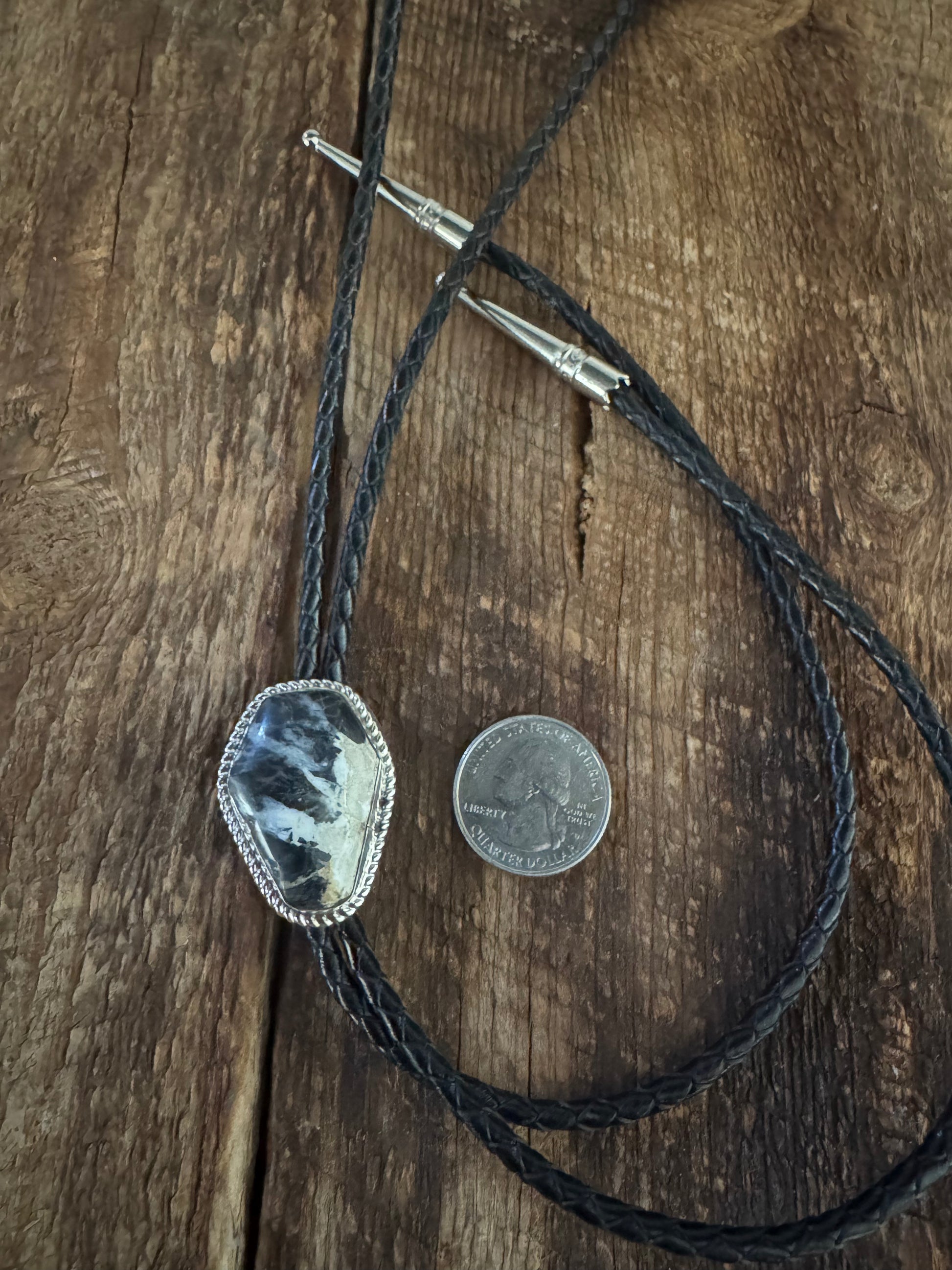 Custom Handmade White Buffalo and Sterling Silver Bolo Tie