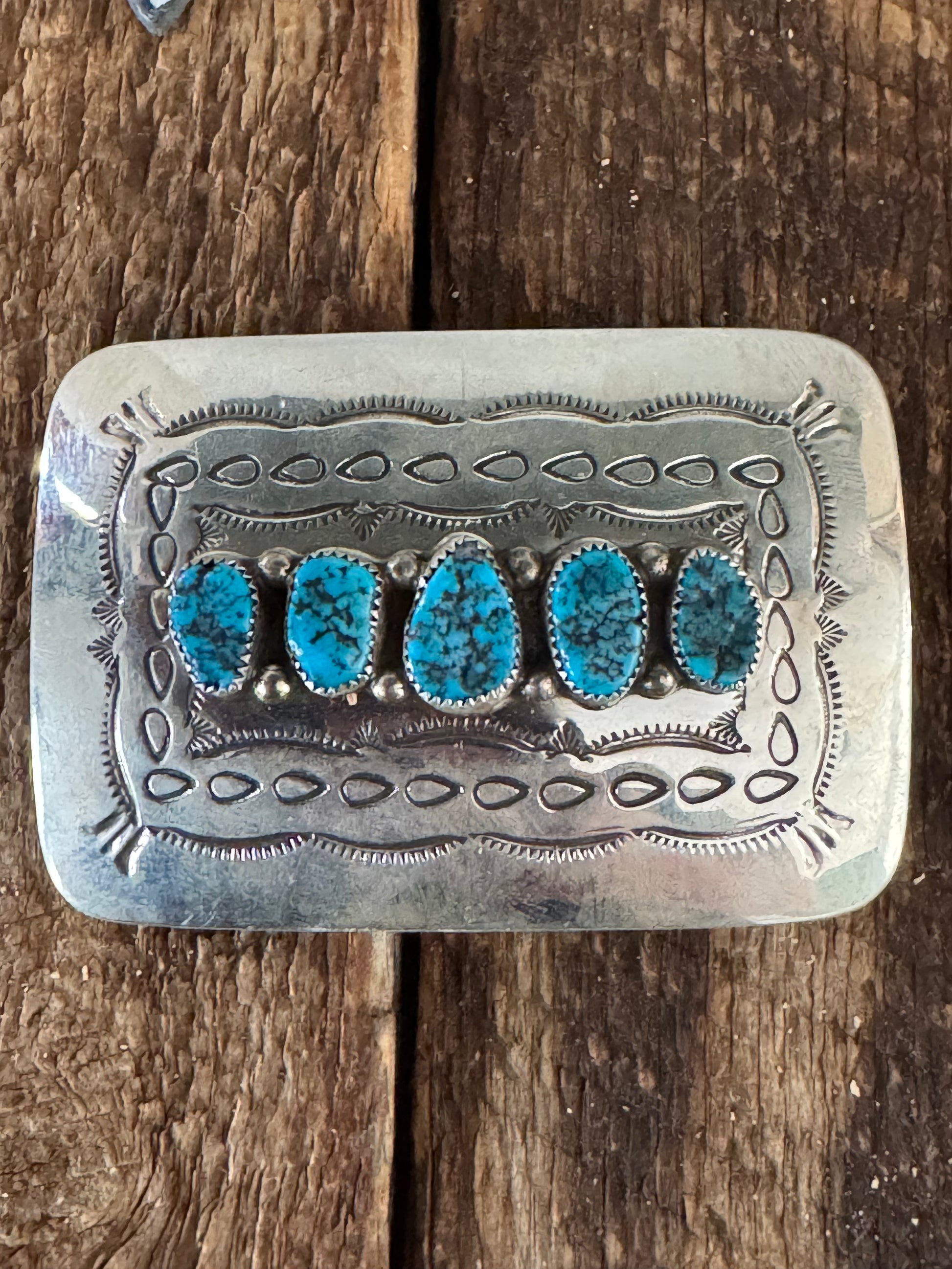 Sleeping Beauty Nugget Sterling Silver Belt Buckle