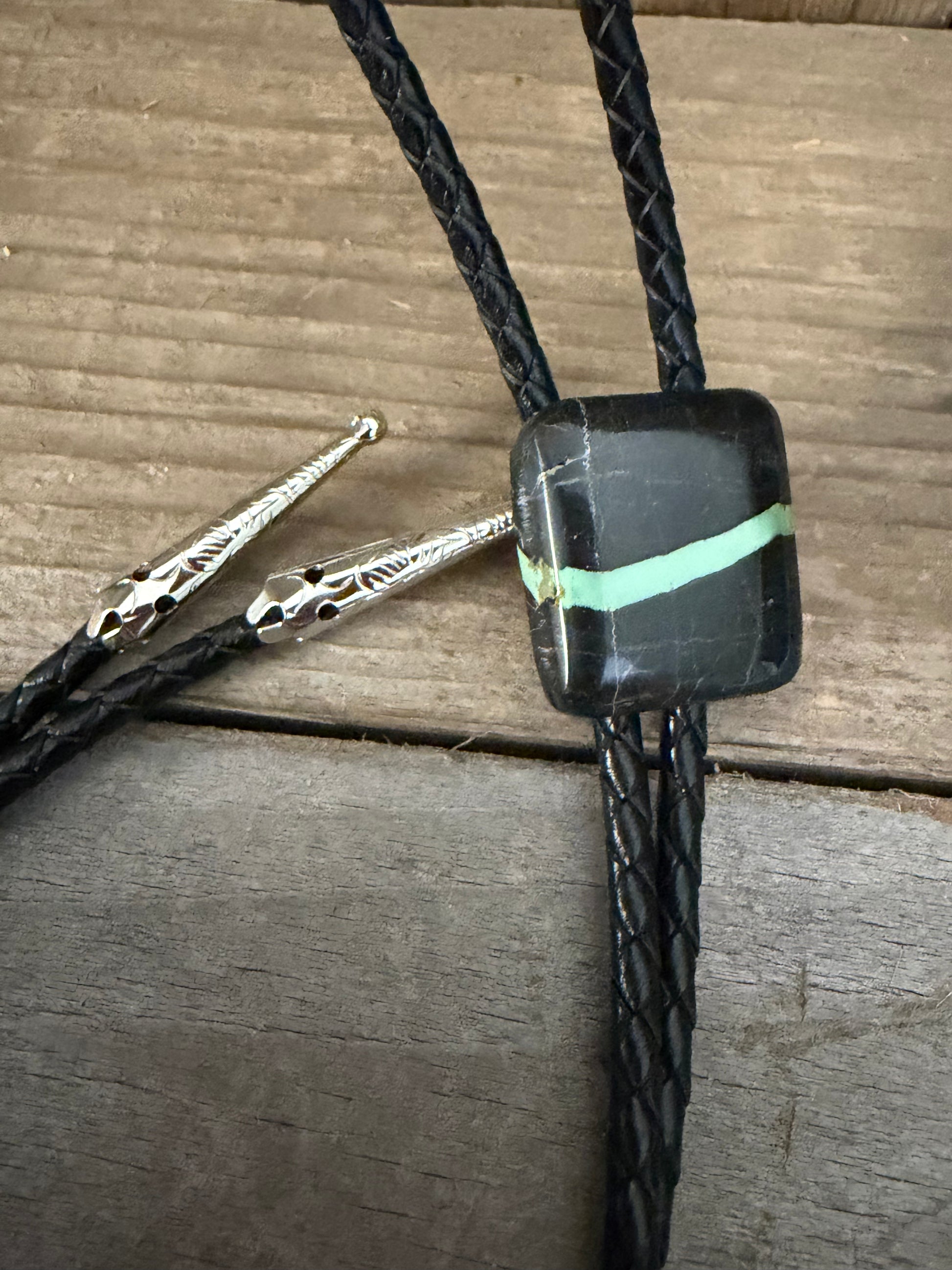 Handmade San Pedro Variscite Ribbon Bolo