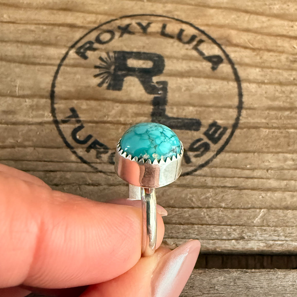 Authentic Native American Handmade Sterling Silver and Turquoise Ring size 4 1/4