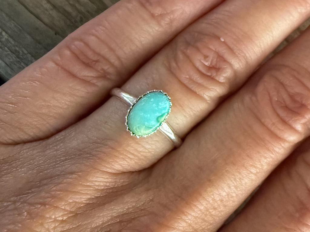 Authentic Native American Handmade Sterling Silver and Sierra Bella Turquoise Ring size 6 1/2