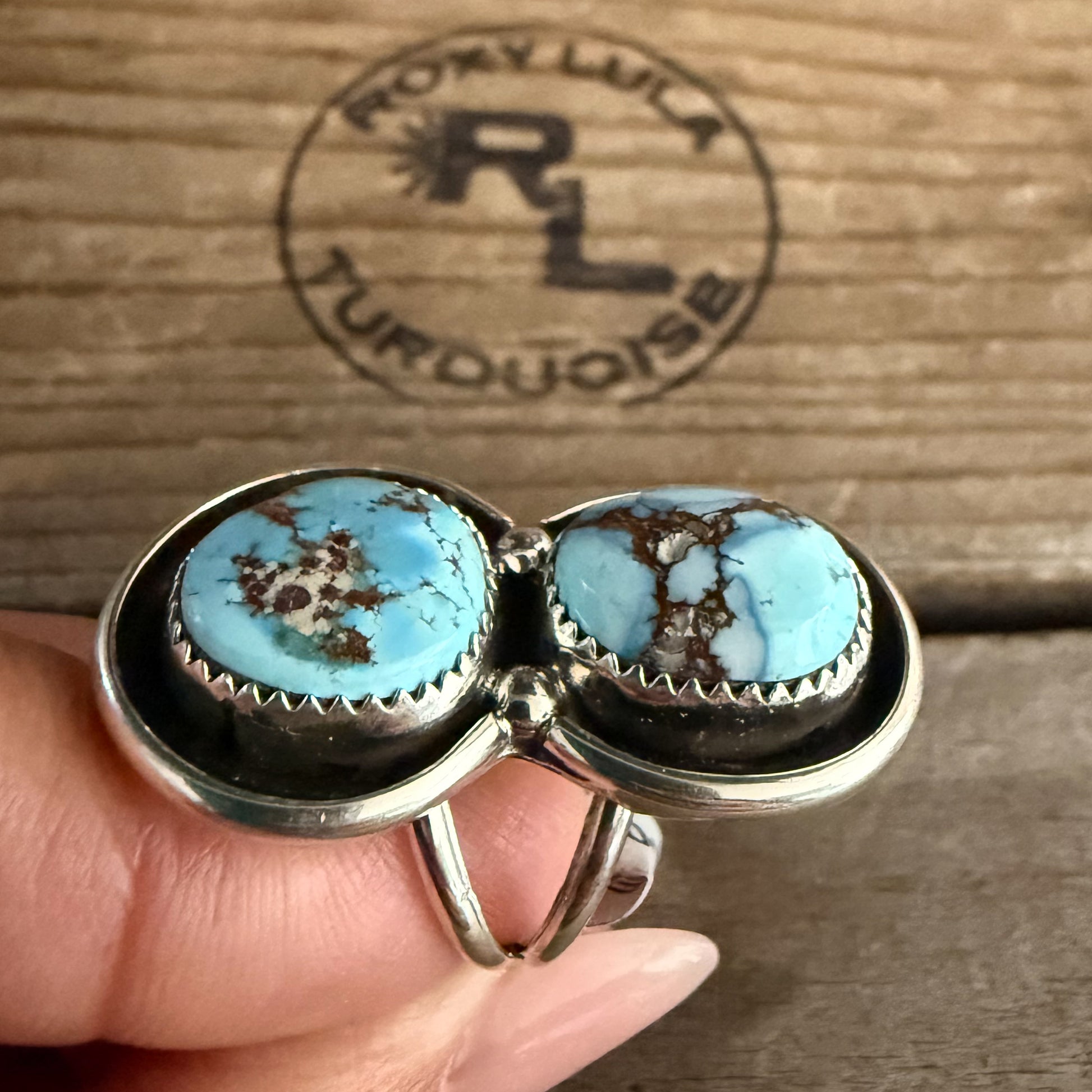 Authentic Native American Handmade Sterling Silver and Golden Hills Turquoise Ring size 7 1/2