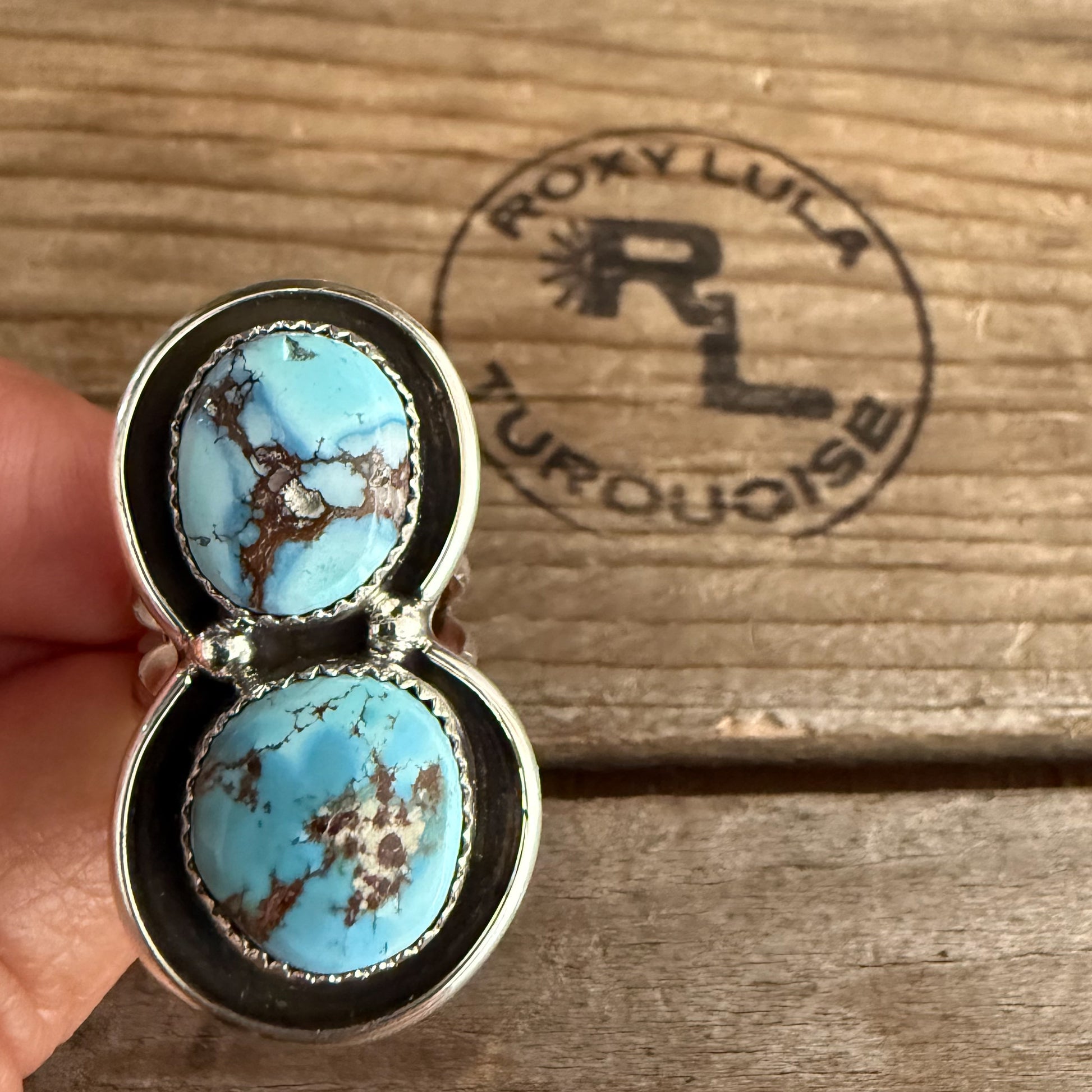 Authentic Native American Handmade Sterling Silver and Golden Hills Turquoise Ring size 7 1/2