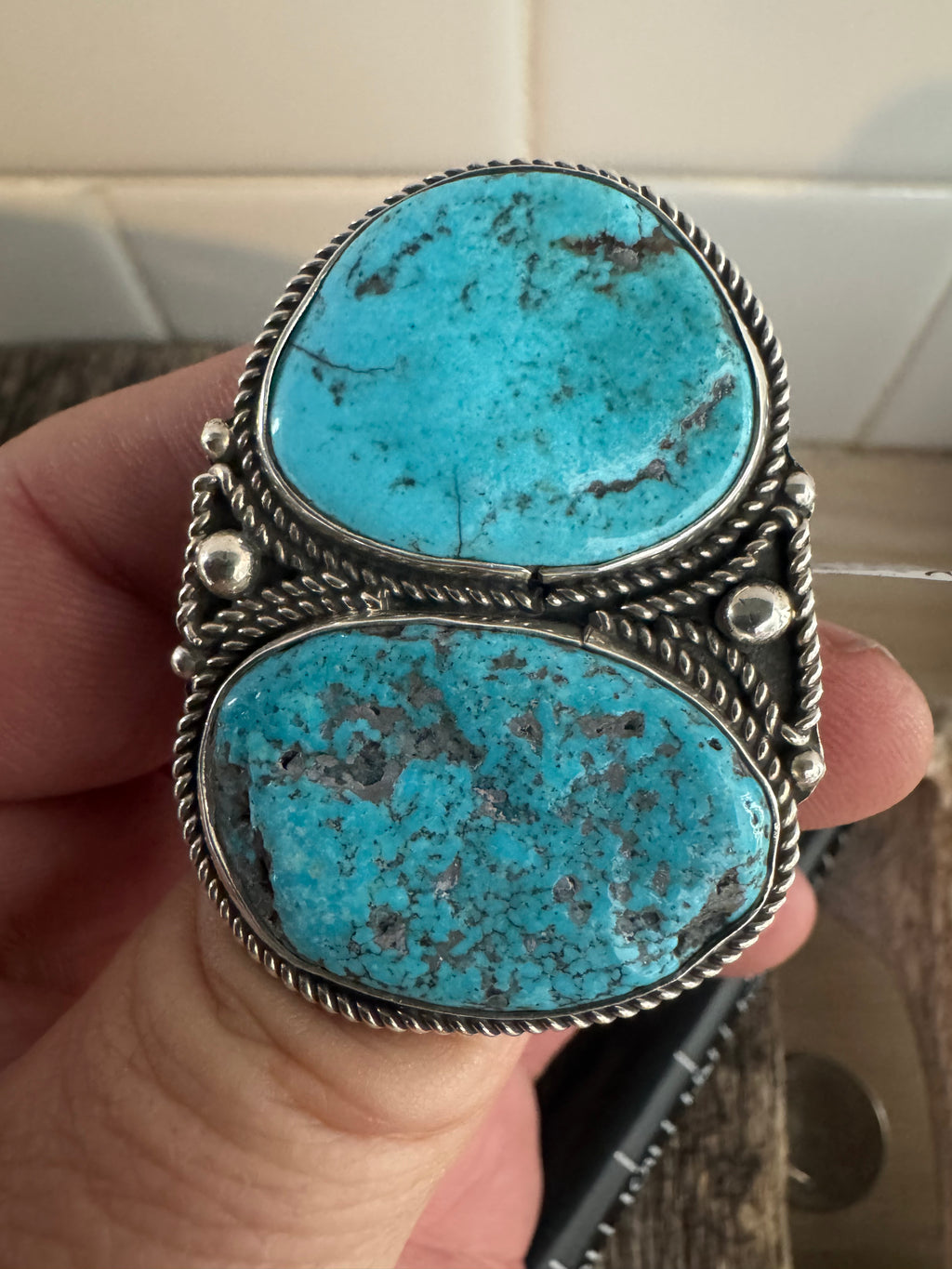 Chad Teller Handmade Sterling Silver Kingman Turquoise Ring