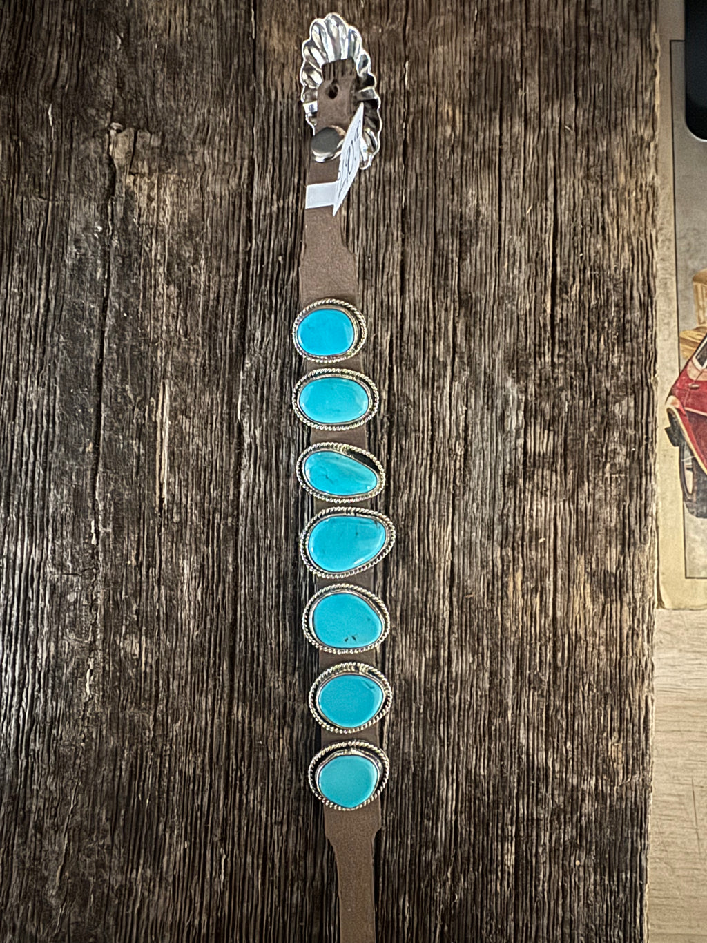 7 Stone Leather Bracelet