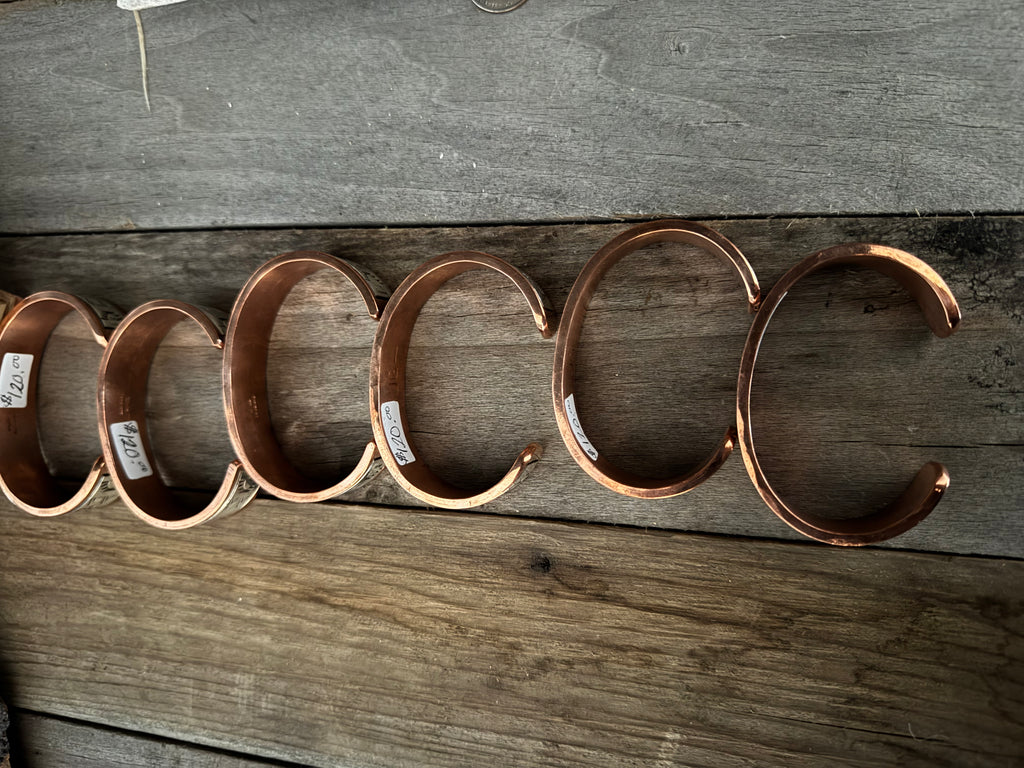 Mens Sterling Silver & Copper Stamped Cuff