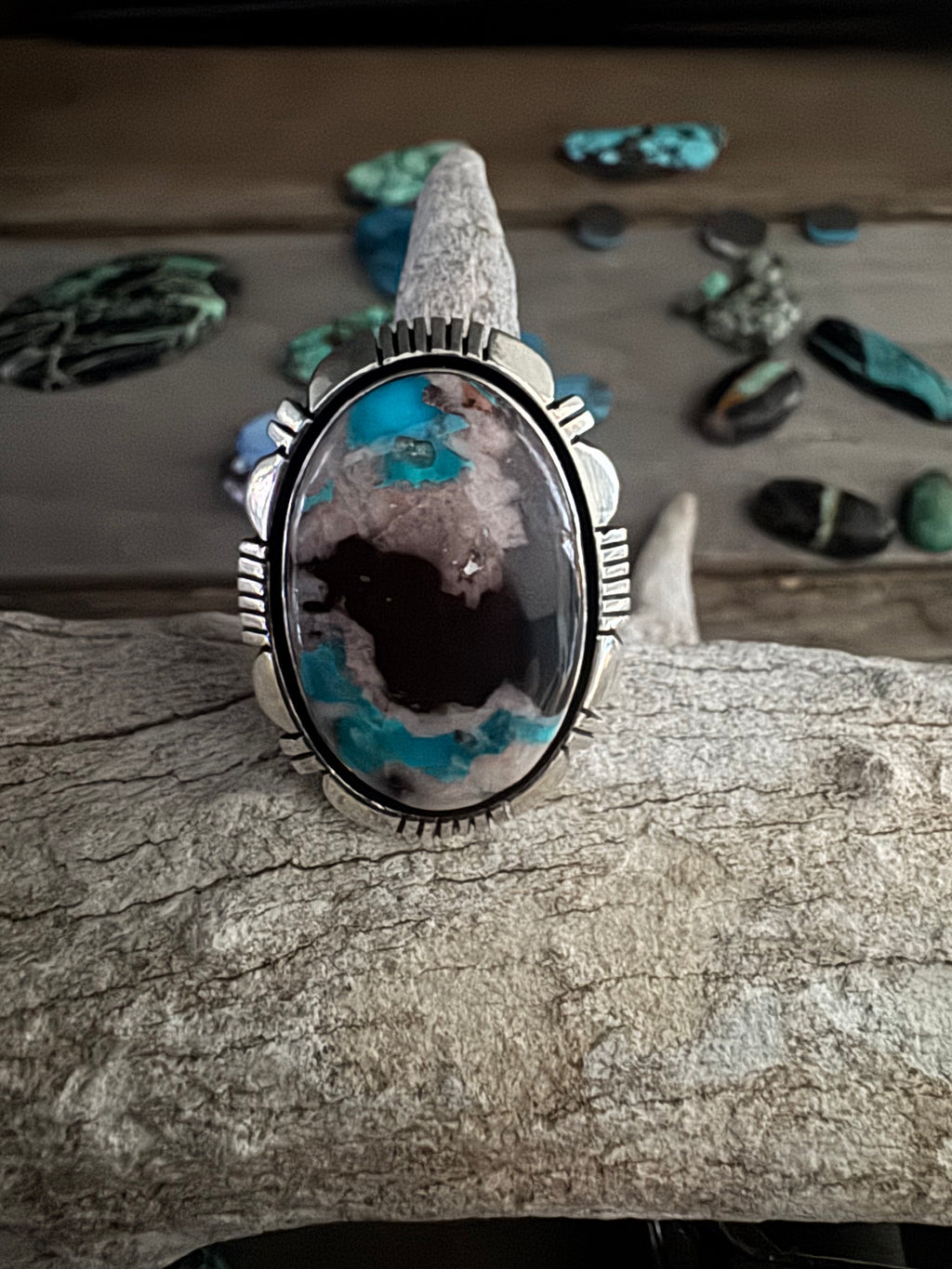 Cooper Willie Handmade Bisbee Turquoise Ring Size 9.5