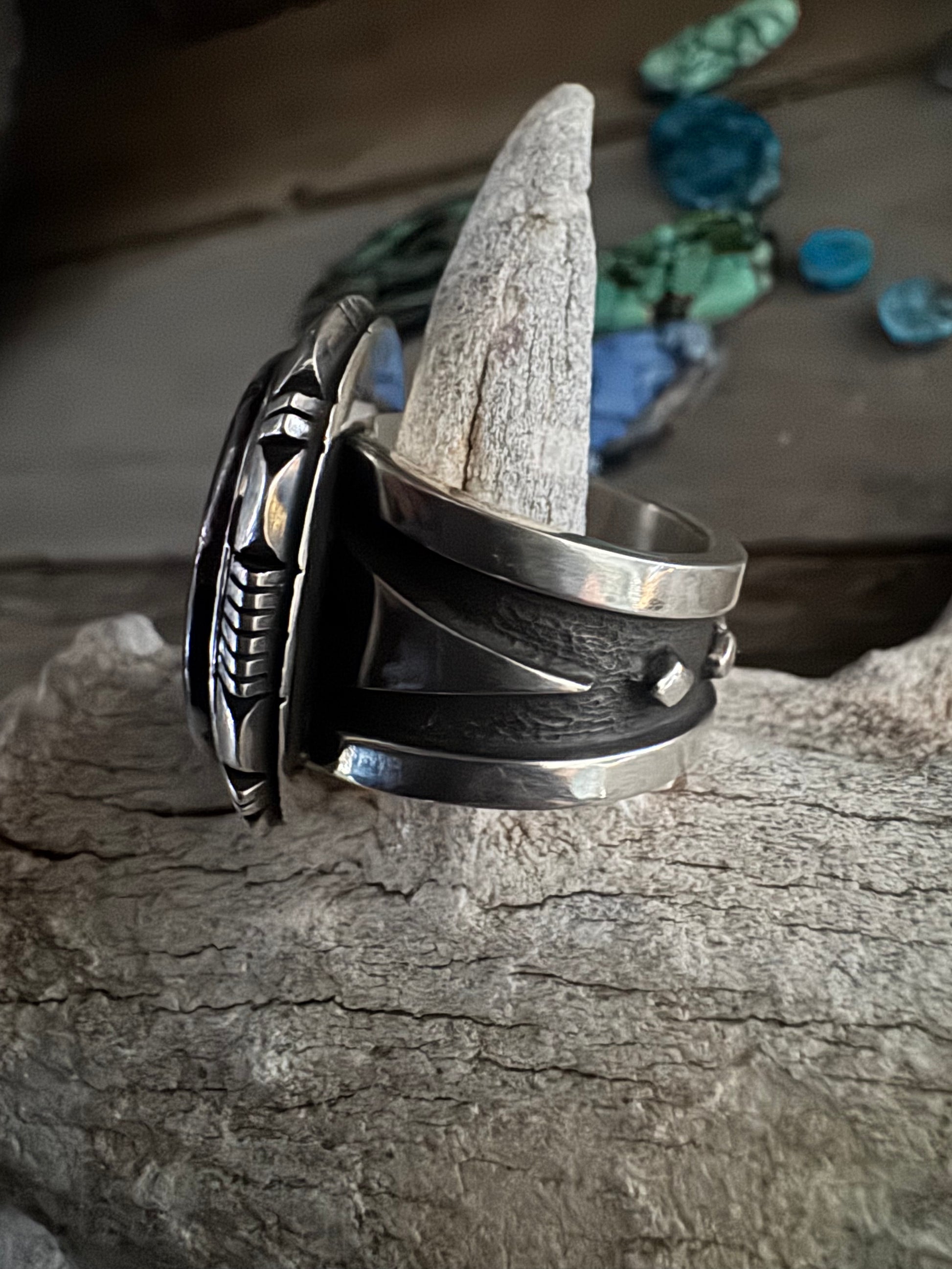 Cooper Willie Handmade Bisbee Turquoise Ring Size 9.5