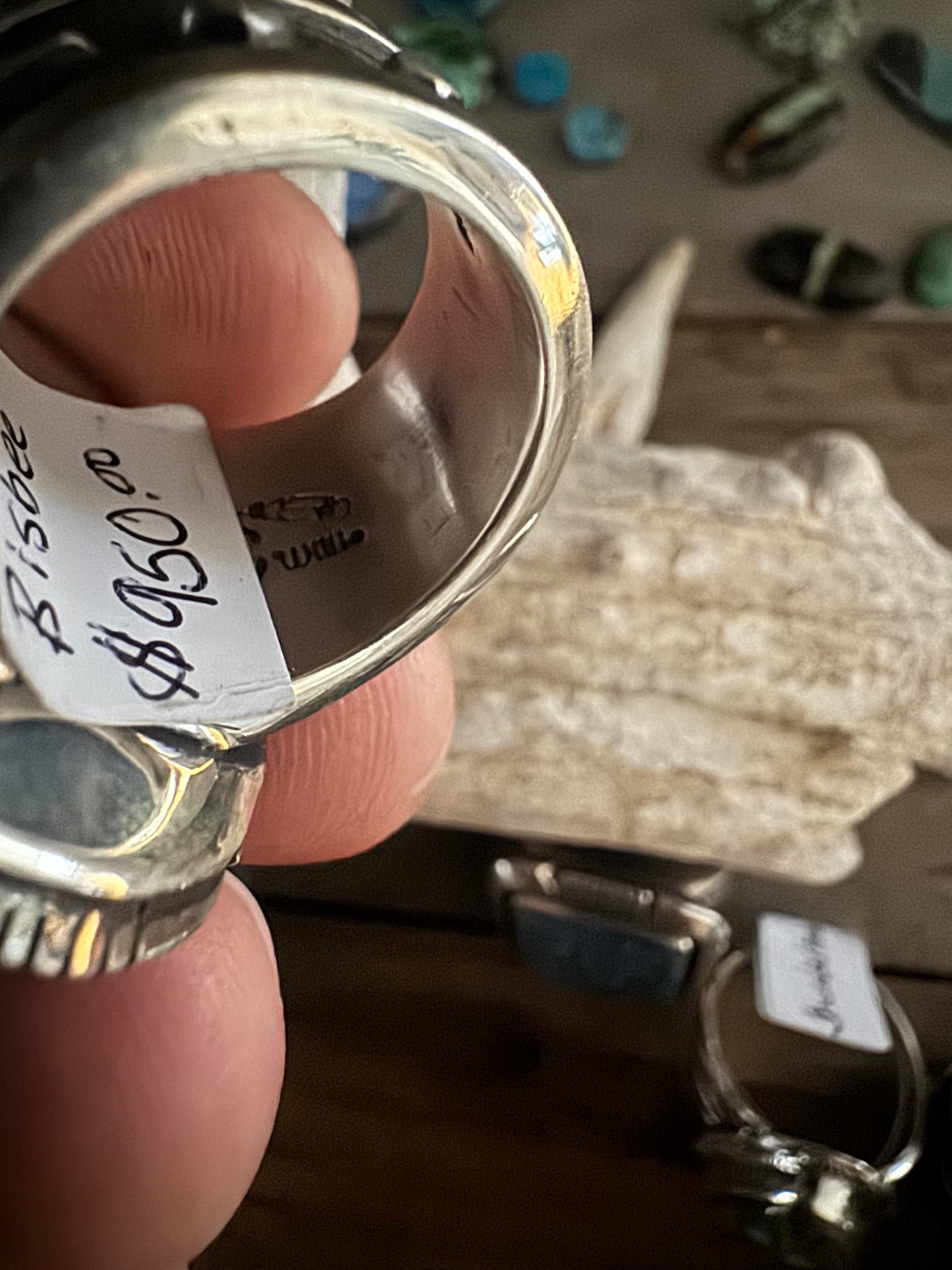 Cooper Willie Handmade Bisbee Turquoise Ring Size 9.5