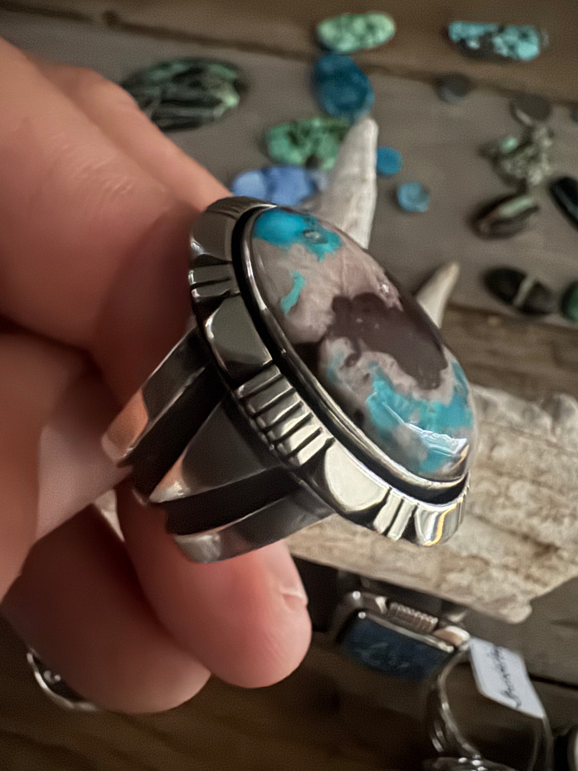Cooper Willie Handmade Bisbee Turquoise Ring Size 9.5