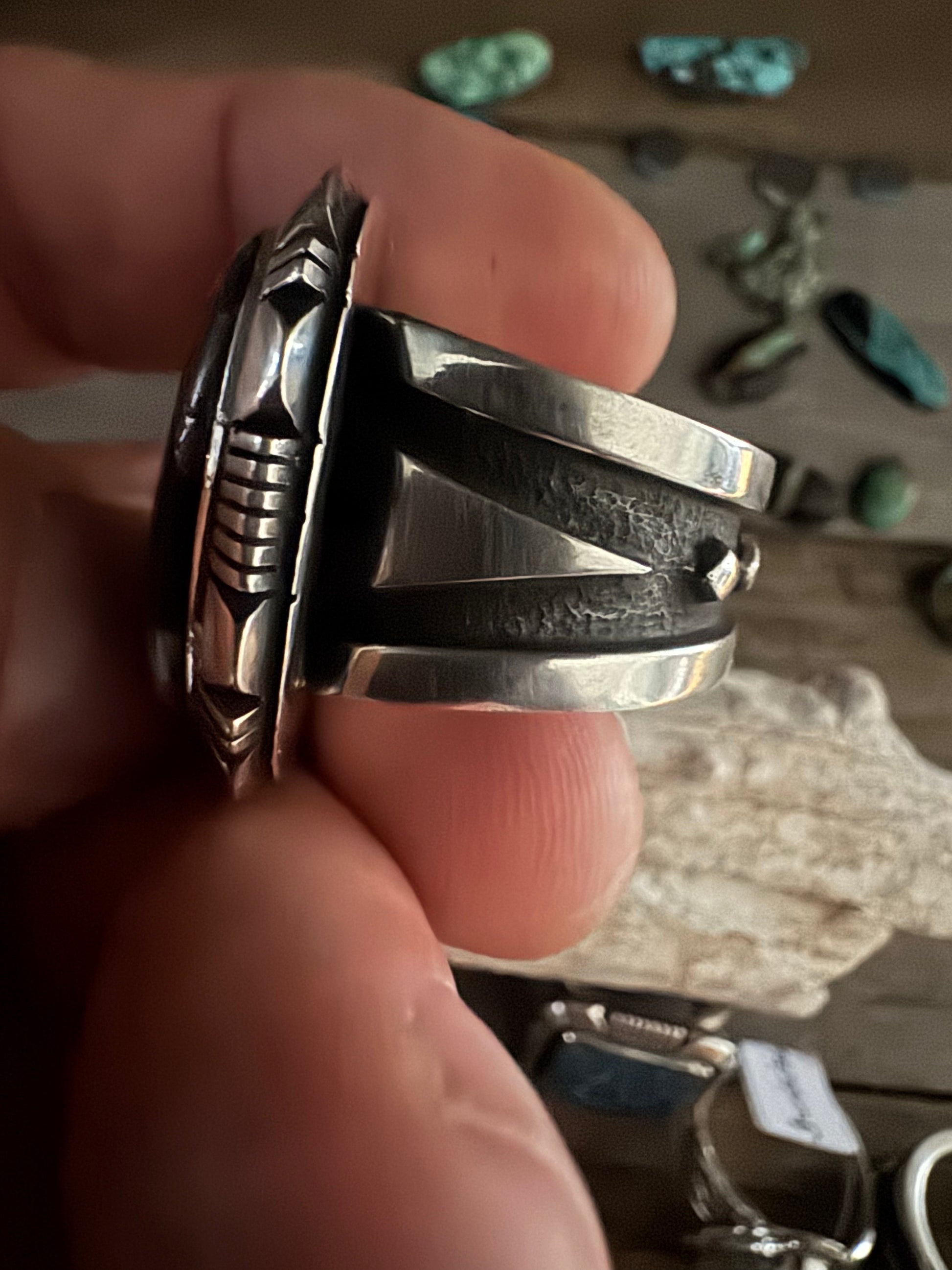 Cooper Willie Handmade Bisbee Turquoise Ring Size 9.5
