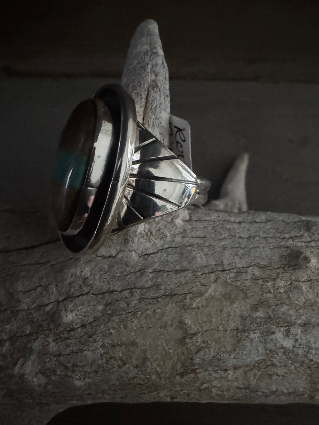 Handmade Royston Ribbon Turquoise -Silver Ring Size 13.5