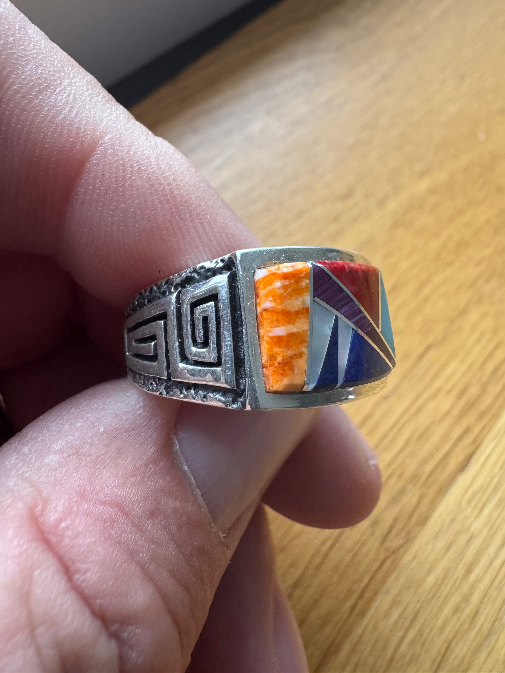 Calvin Begay Zuni Inlay Handmade Ring