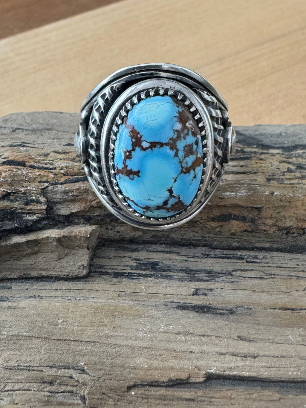 Handmade Golden Hills Turquoise Ring Size 12.75