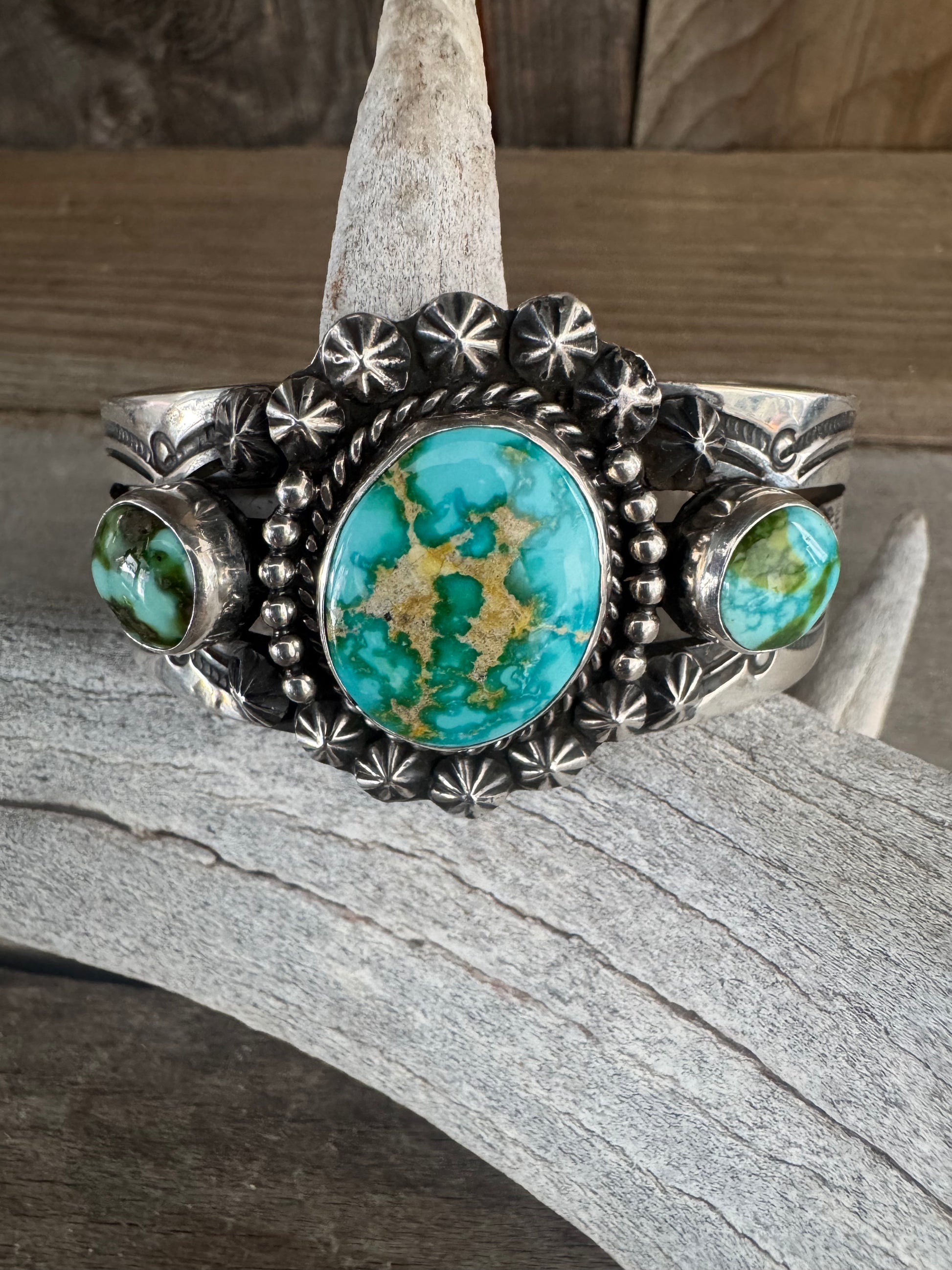 Native American Handmade Sonoran Gold and Sterling Silver Cuff-Bracelet