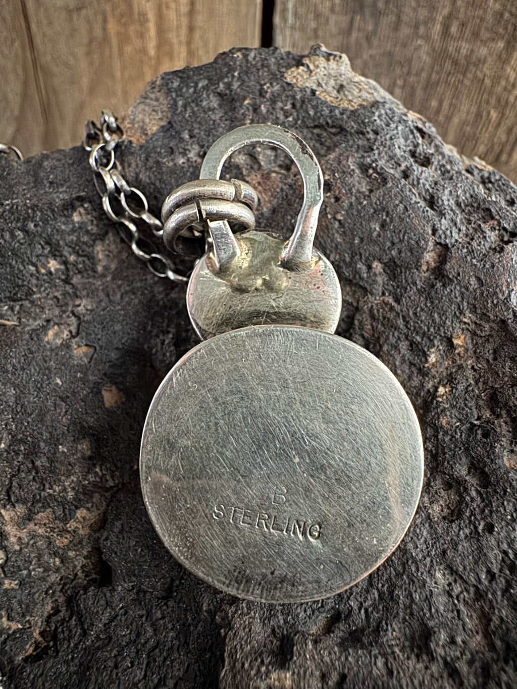 Handmade Buffalo 🦬 Nickel-Turquoise Sterling Silver Pendant and Chain 18”