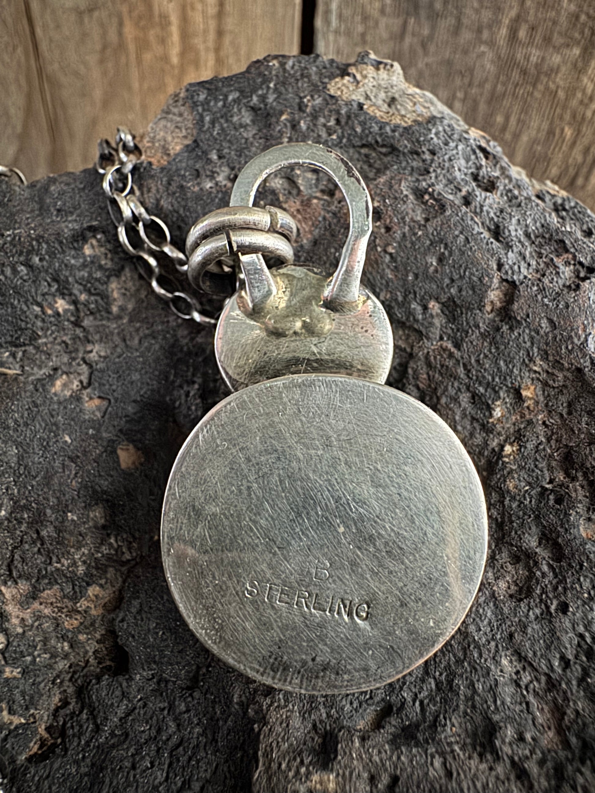 Handmade Buffalo 🦬 Nickel-Turquoise Sterling Silver Pendant and Chain 18”