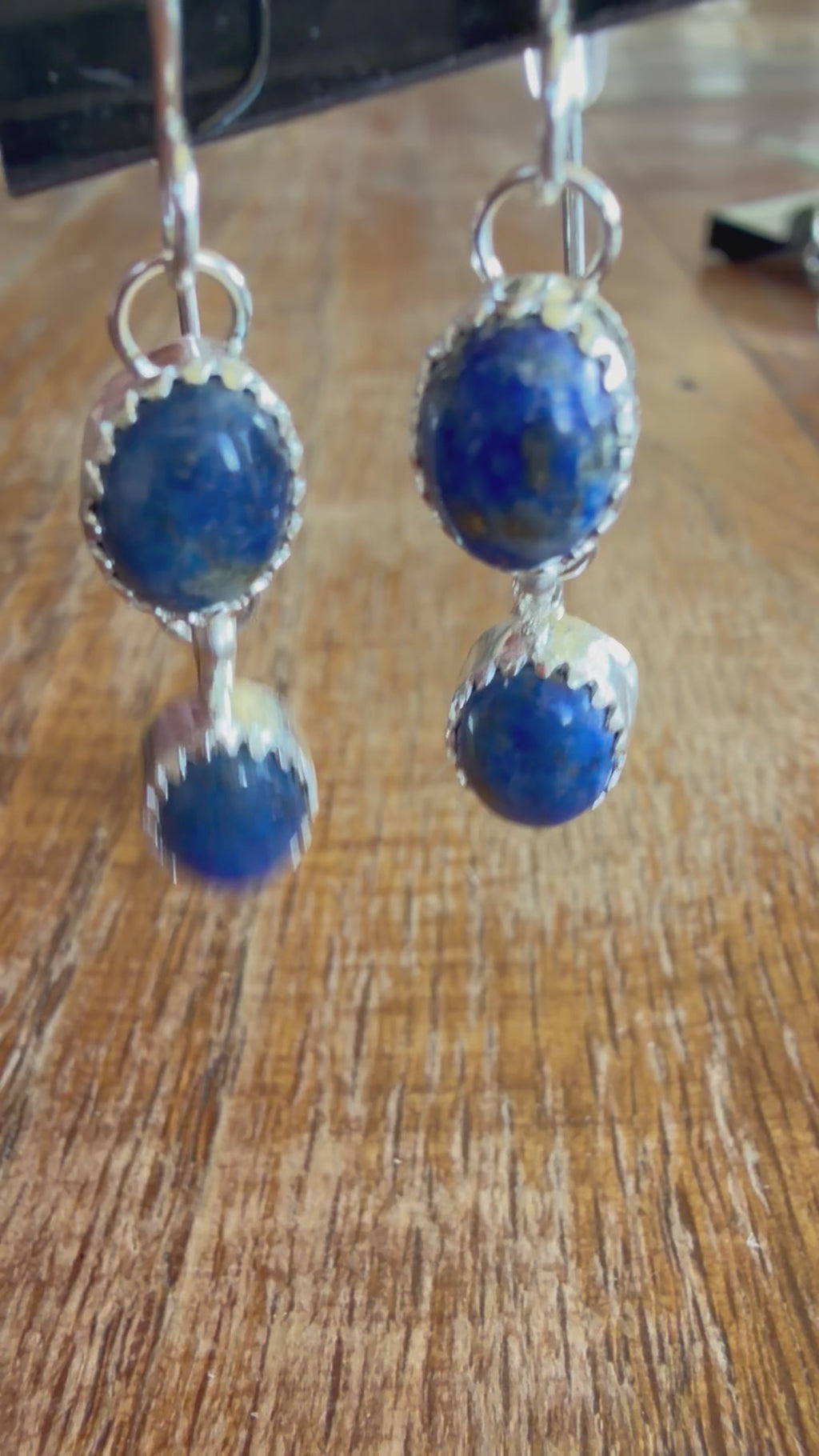 Native American Handmade Lapis Denim Sterling Silver Earrings