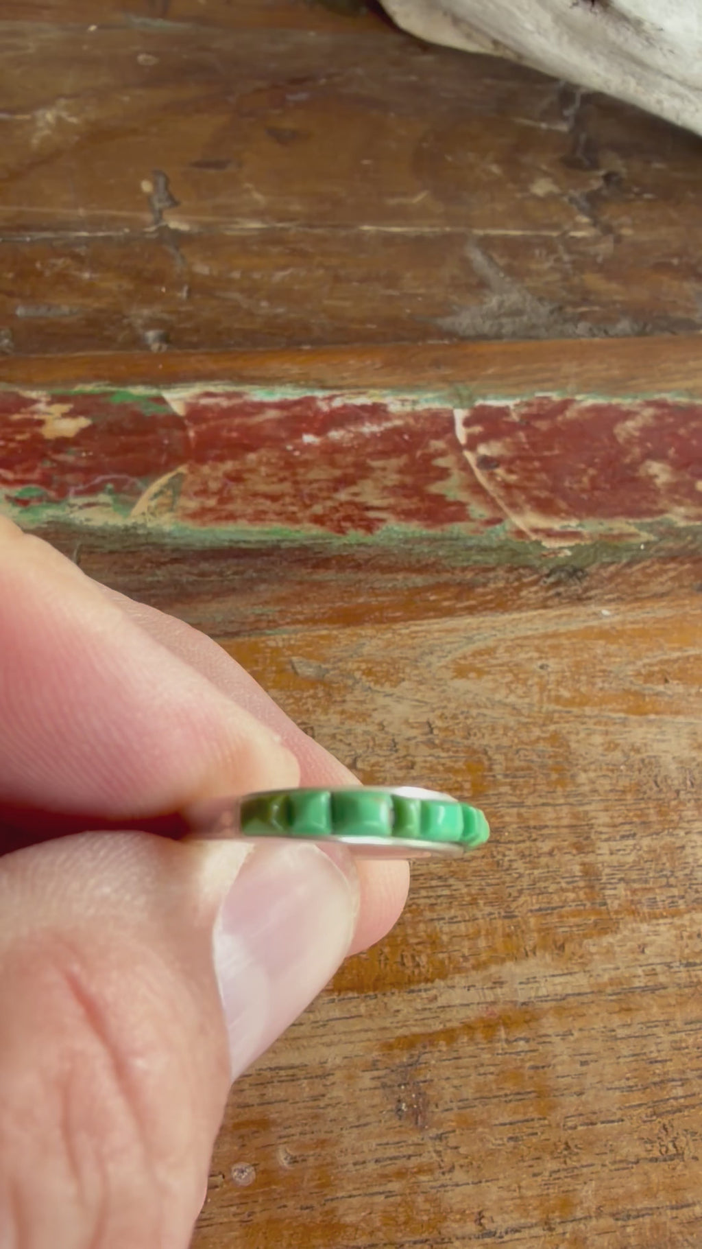 Native American Handmade Sterling Silver Turquoise Ring Size 6.25