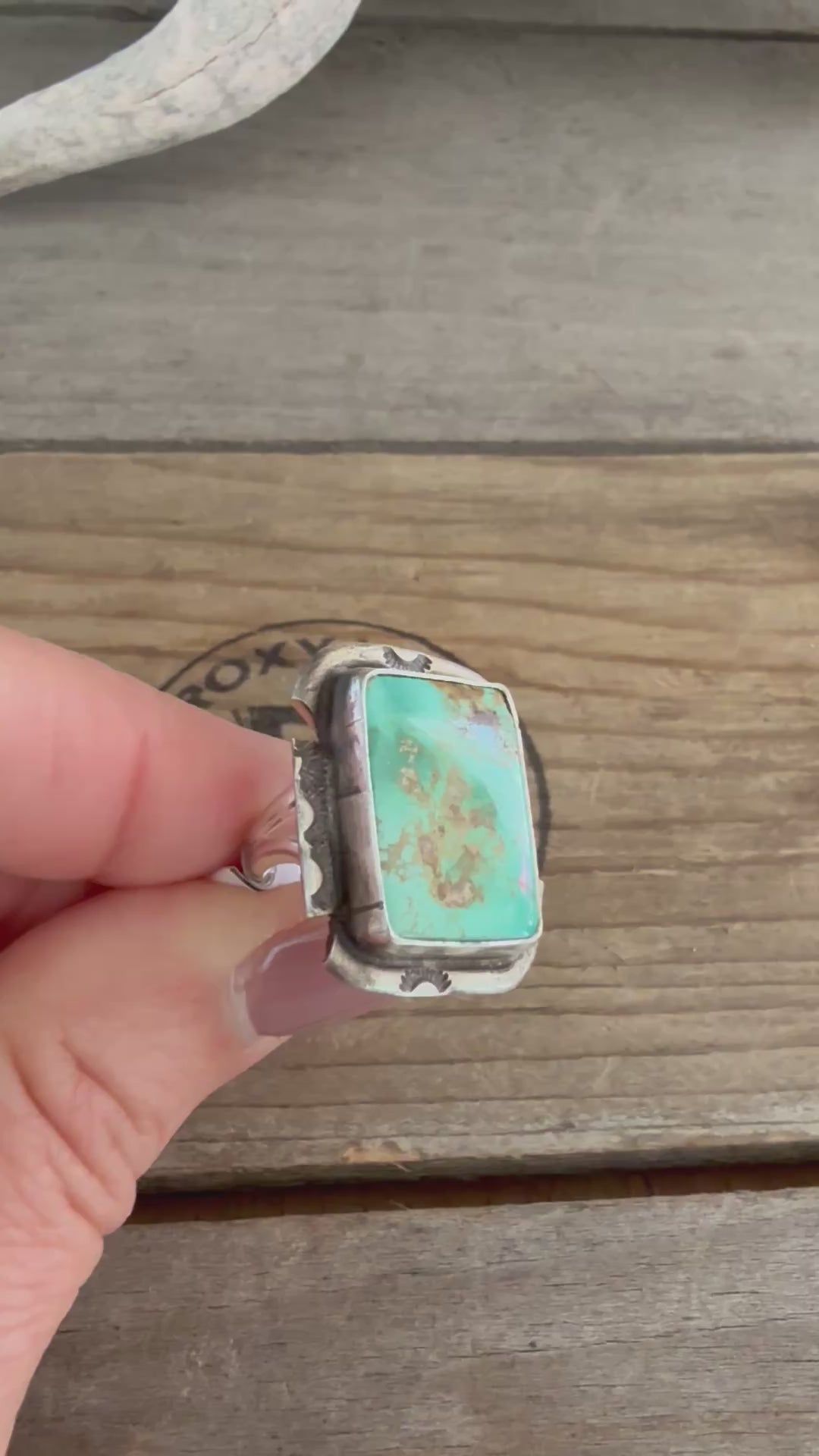 Authentic Native American Handmade Sterling Silver and Royston Turquoise Ring size 5