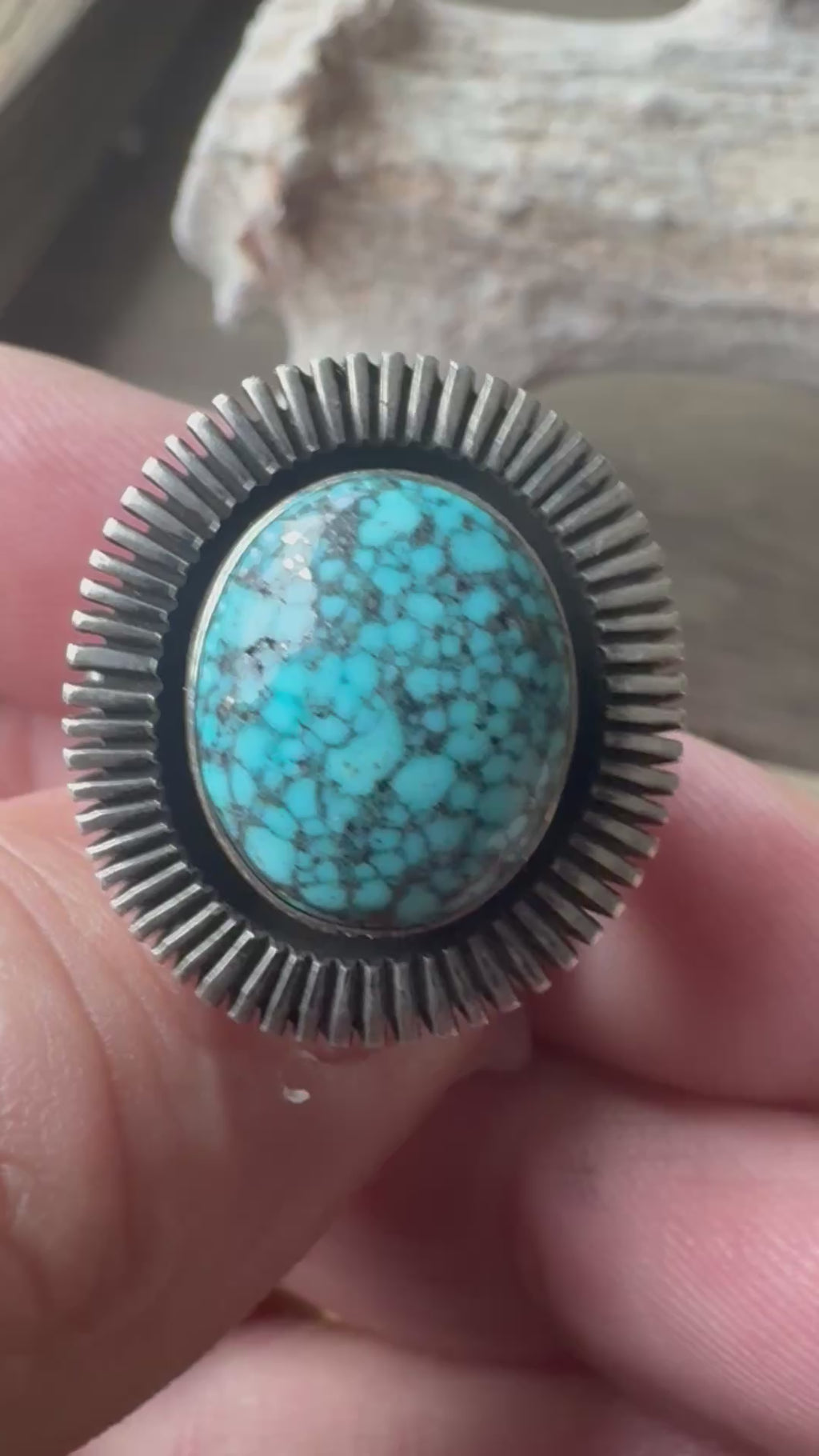 Native American Handmade Sterling Silver Kingman Web Ring Size 8