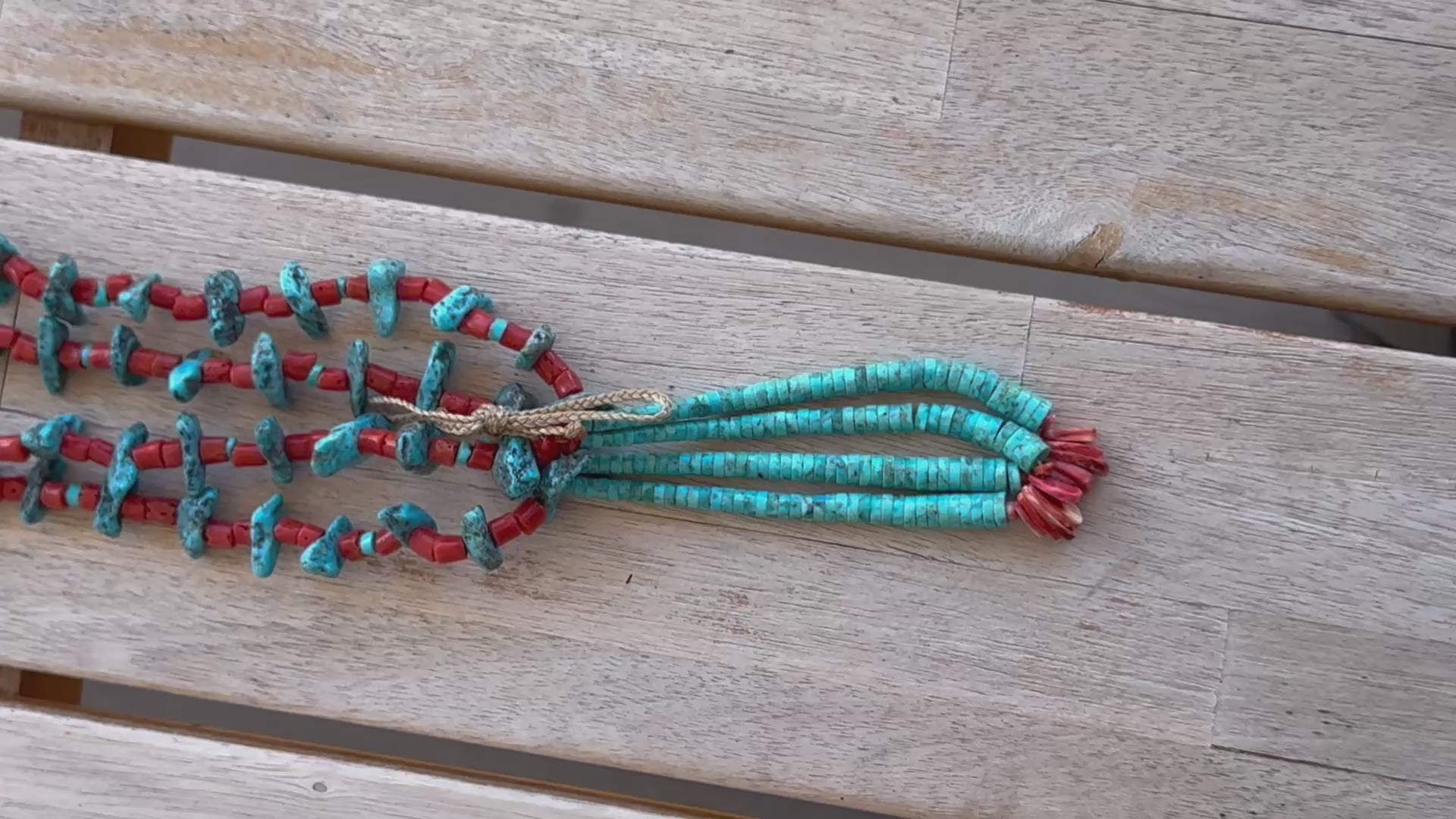 Native American Handmade Turquoise-Coral Necklace