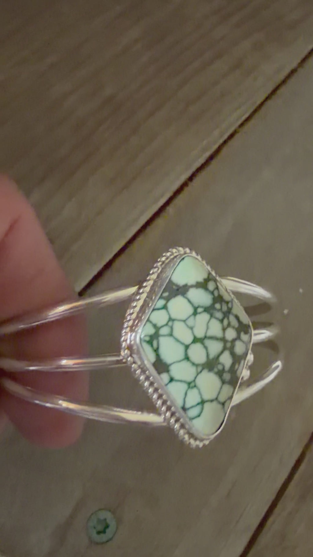 Native American Handmade Desert Bloom Variscite Sterling Silver Bracelet