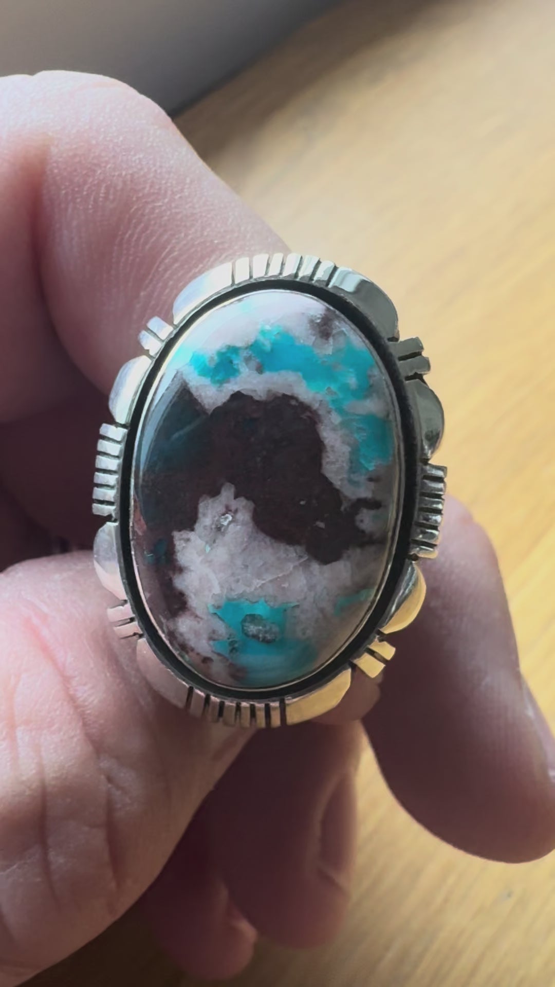 Cooper Willie Handmade Bisbee Turquoise Ring Size 9.5